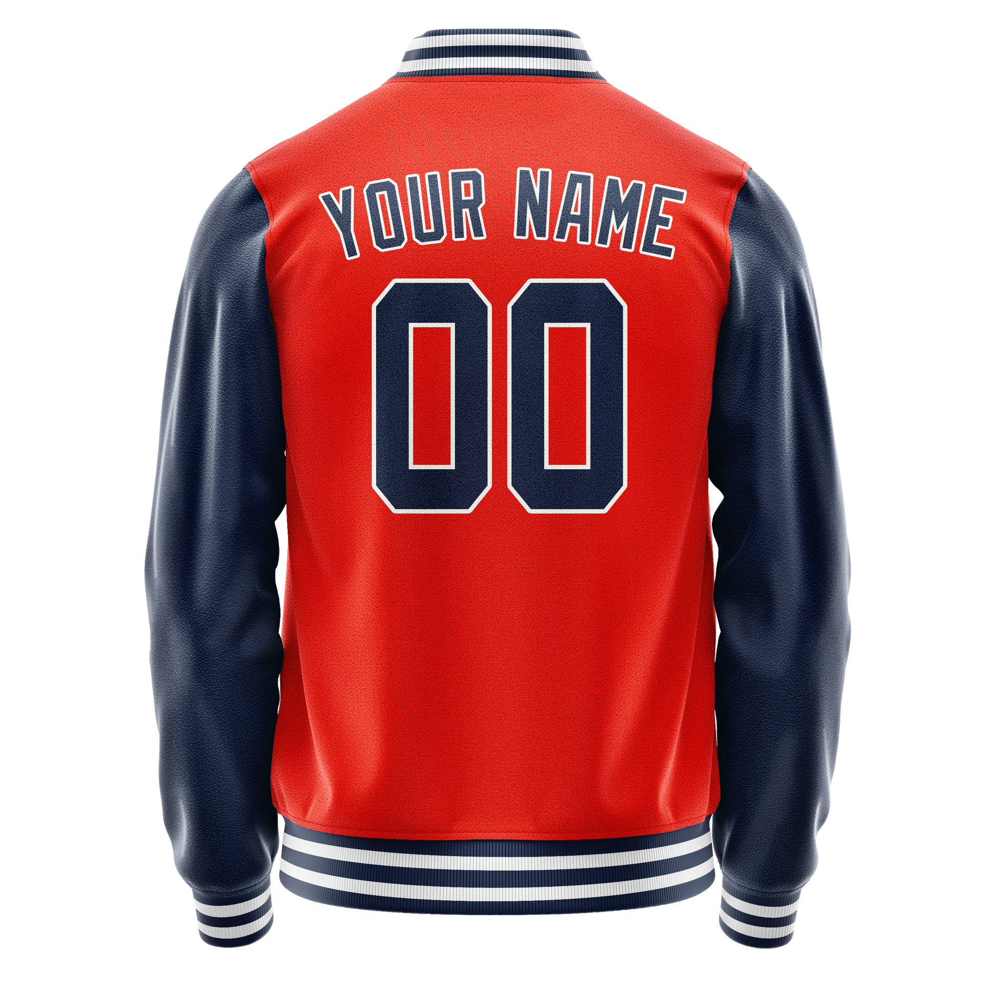 Custom Orange Royal Solid Color Varsity Letterman Jacket JA02240617XE340
