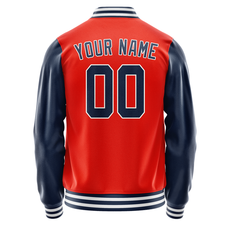 Custom Orange Royal Solid Color Varsity Letterman Jacket JA02240617XE340