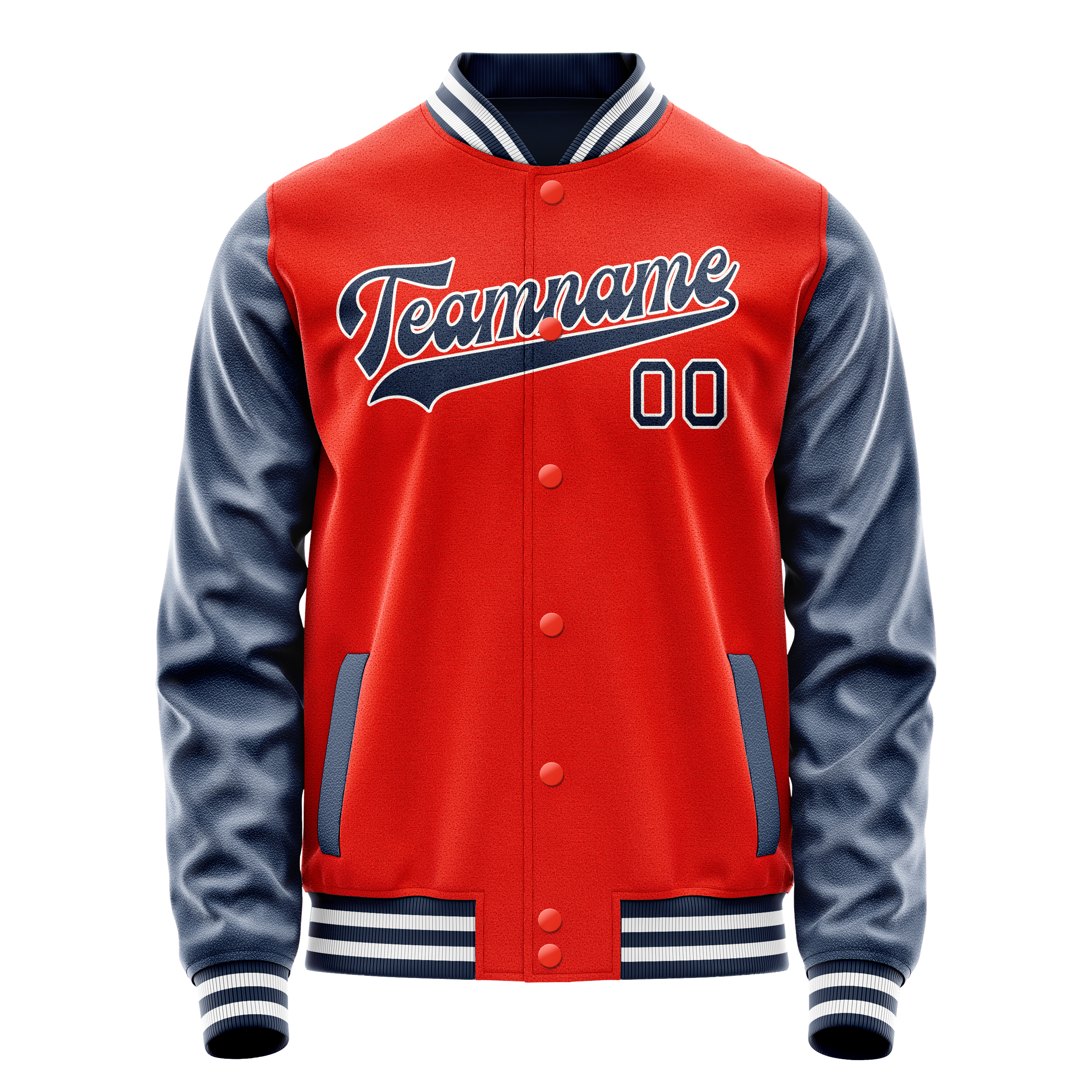 Custom Orange Royal Solid Color Varsity Letterman Jacket JA02240617XE340
