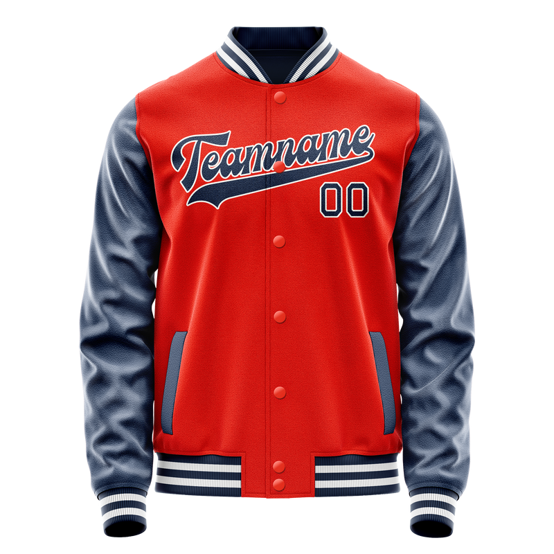 Custom Orange Royal Solid Color Varsity Letterman Jacket JA02240617XE340
