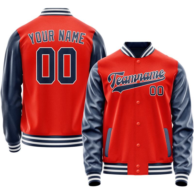 Custom Orange Royal Solid Color Varsity Letterman Jacket JA02240617XE340