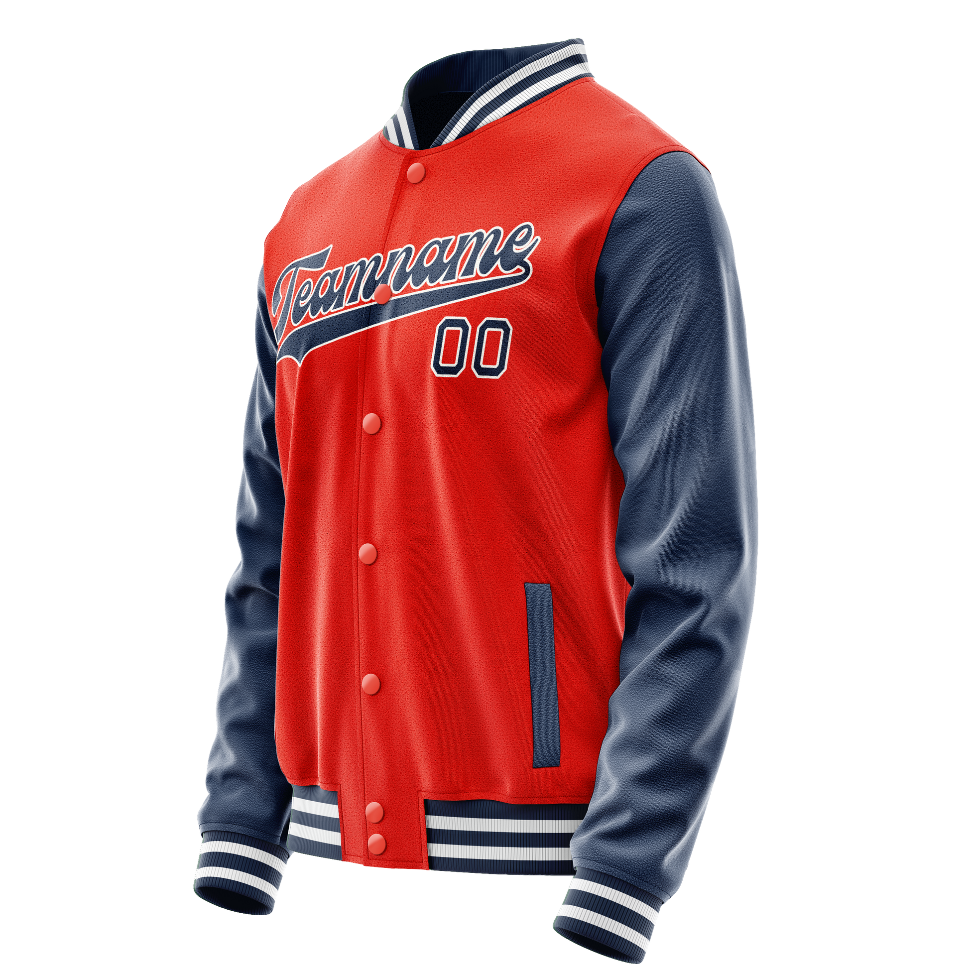 Custom Orange Royal Solid Color Varsity Letterman Jacket JA02240617XE340
