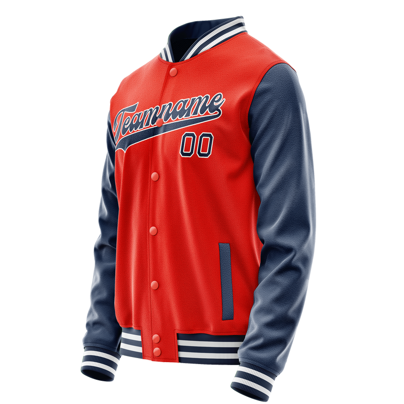 Custom Orange Royal Solid Color Varsity Letterman Jacket JA02240617XE340