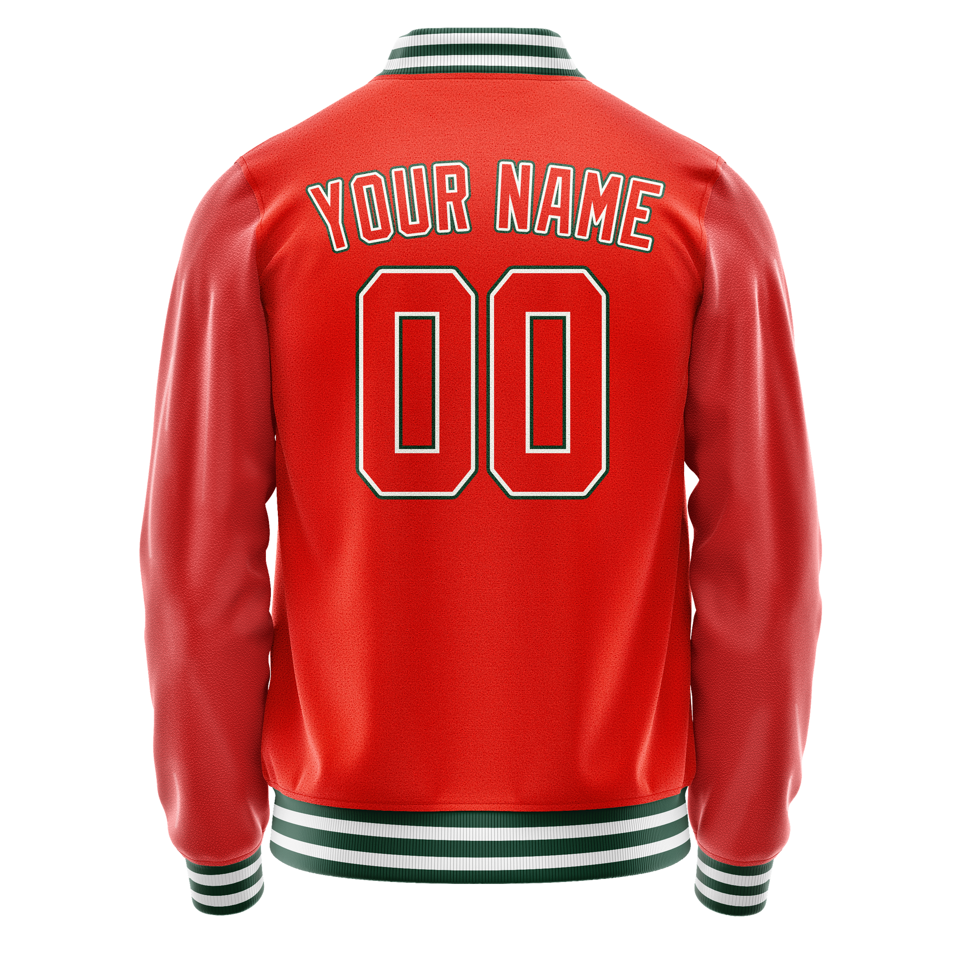 Custom Orange White Solid Color Varsity Letterman Jacket JA02240617XE339