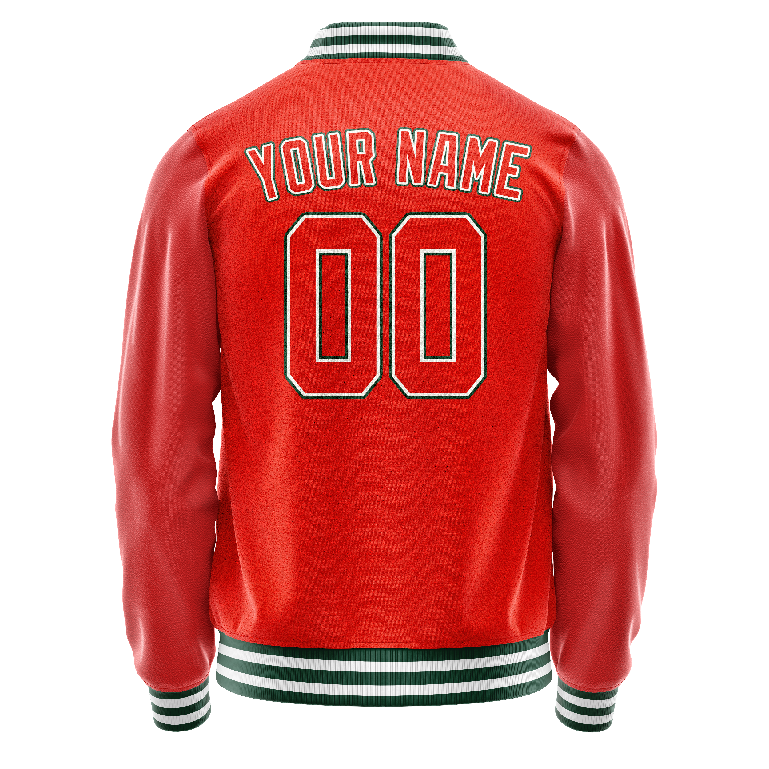Custom Orange White Solid Color Varsity Letterman Jacket JA02240617XE339
