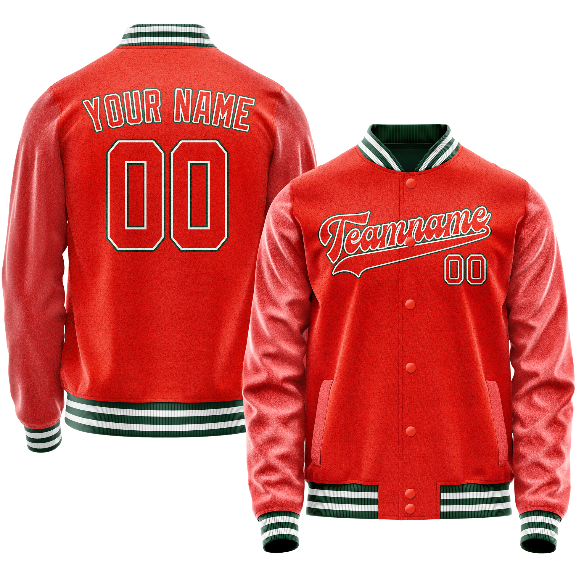 Custom Orange White Solid Color Varsity Letterman Jacket JA02240617XE339