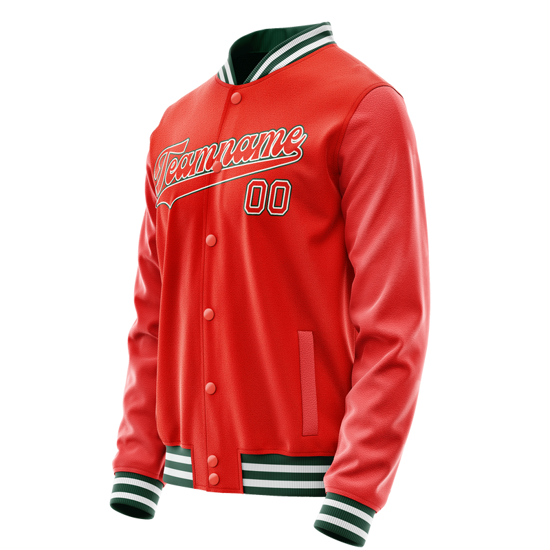 Custom Orange White Solid Color Varsity Letterman Jacket JA02240617XE339