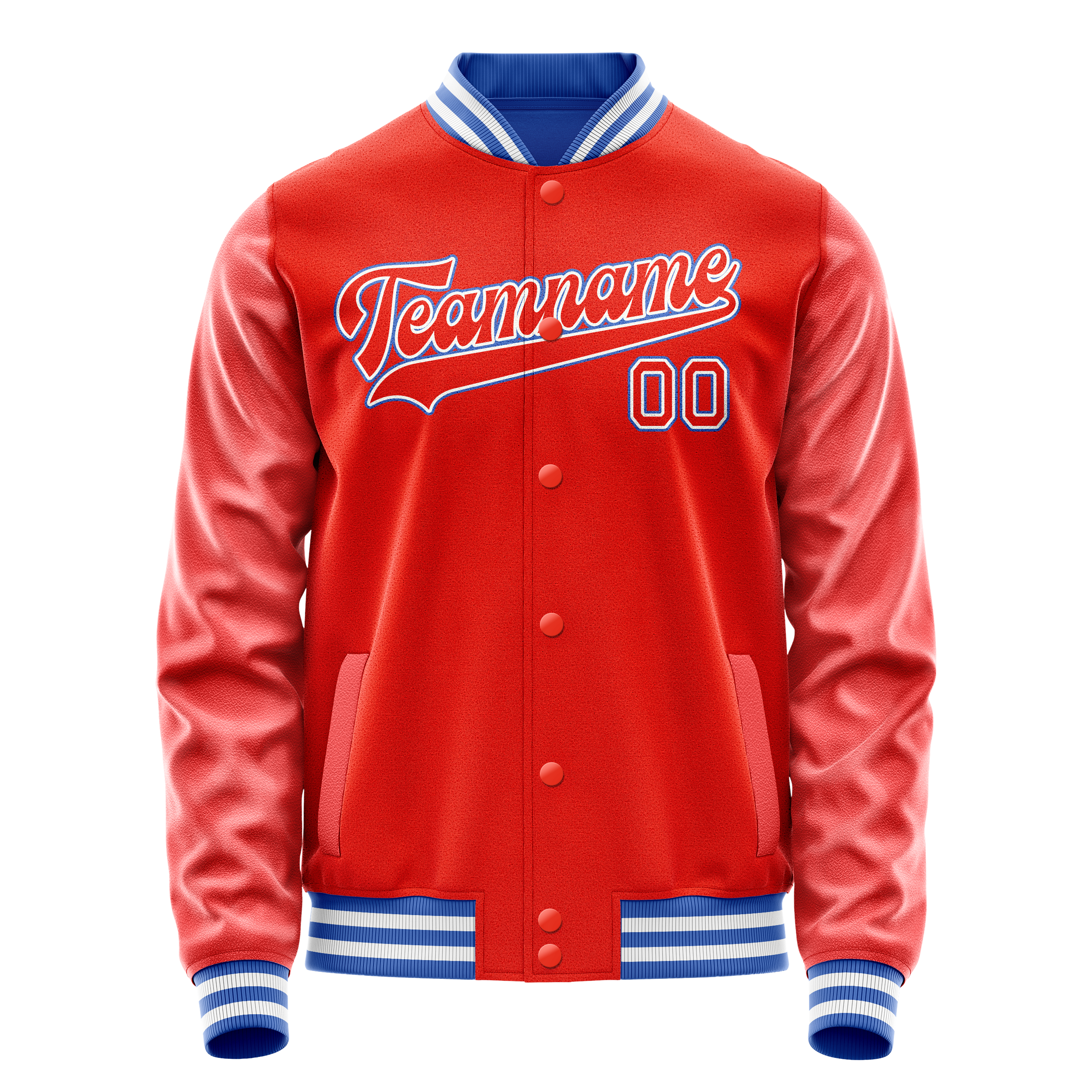 Custom Orange White Solid Color Varsity Letterman Jacket JA02240617XE335