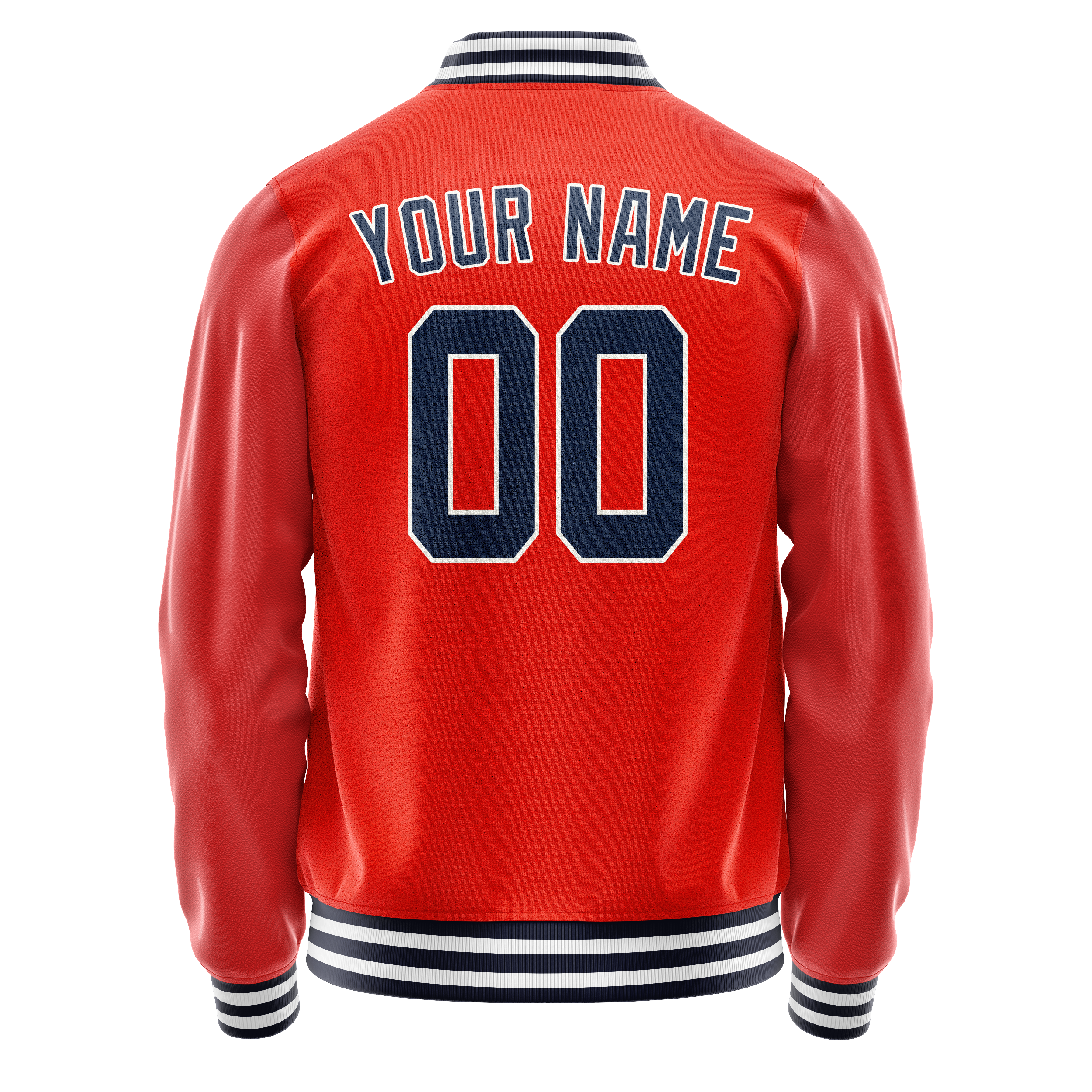 Custom Orange Navy Solid Color Varsity Letterman Jacket JA02240617XE328