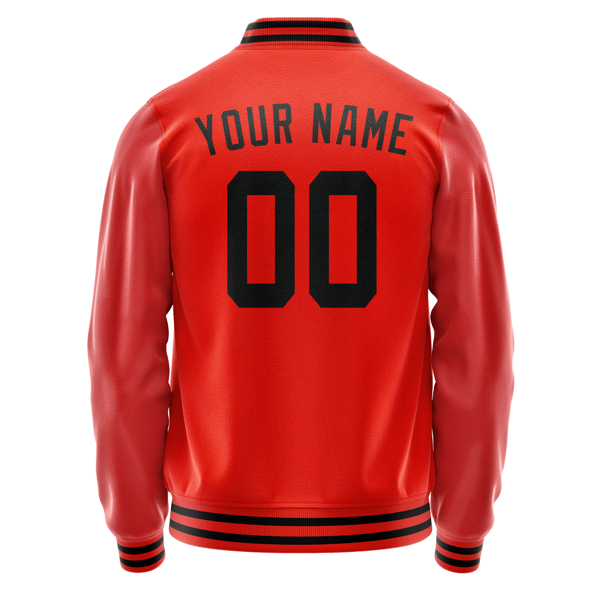Custom Orange Black Solid Color Varsity Letterman Jacket JA02240617XE342