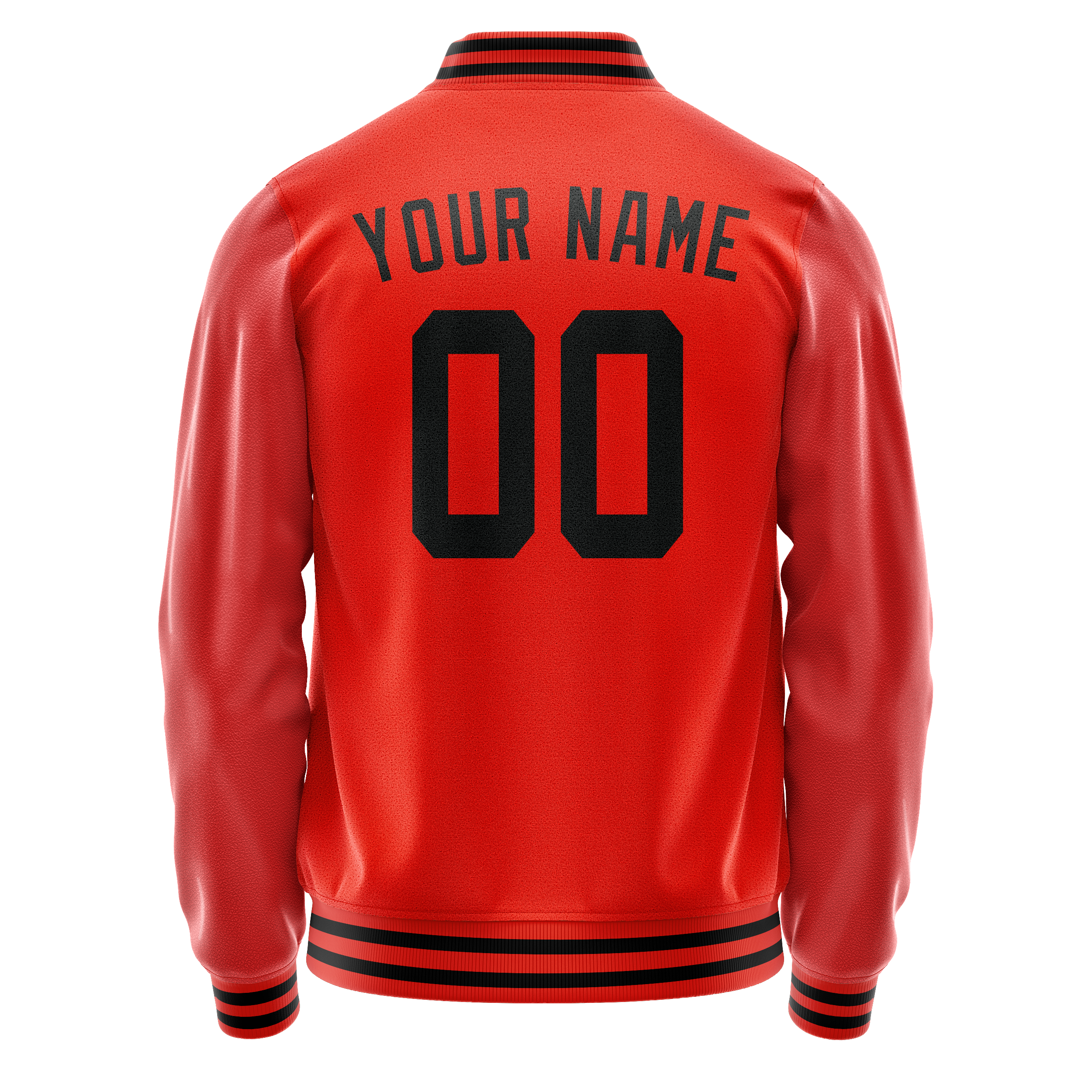 Custom Orange Black Solid Color Varsity Letterman Jacket JA02240617XE342