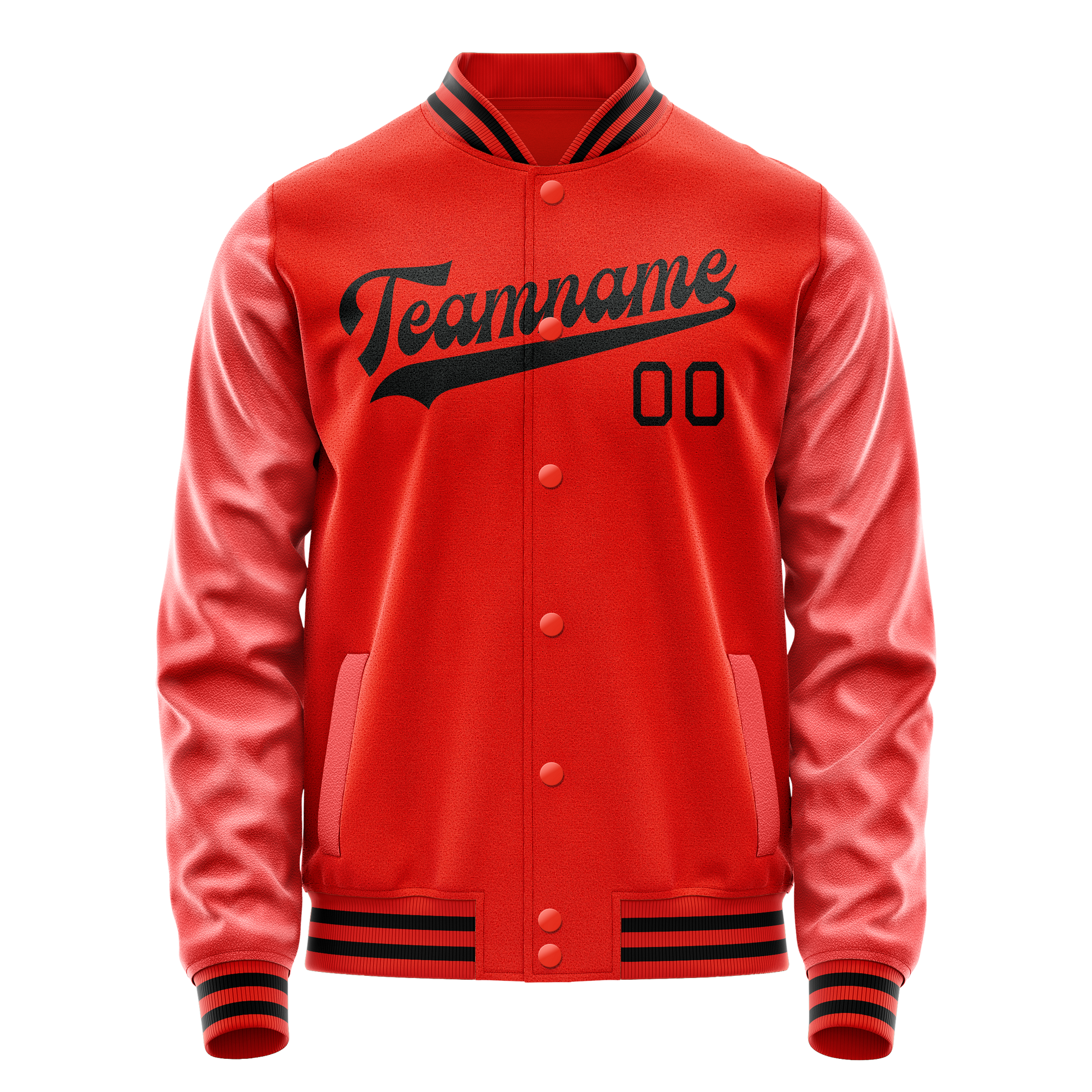 Custom Orange Black Solid Color Varsity Letterman Jacket JA02240617XE342