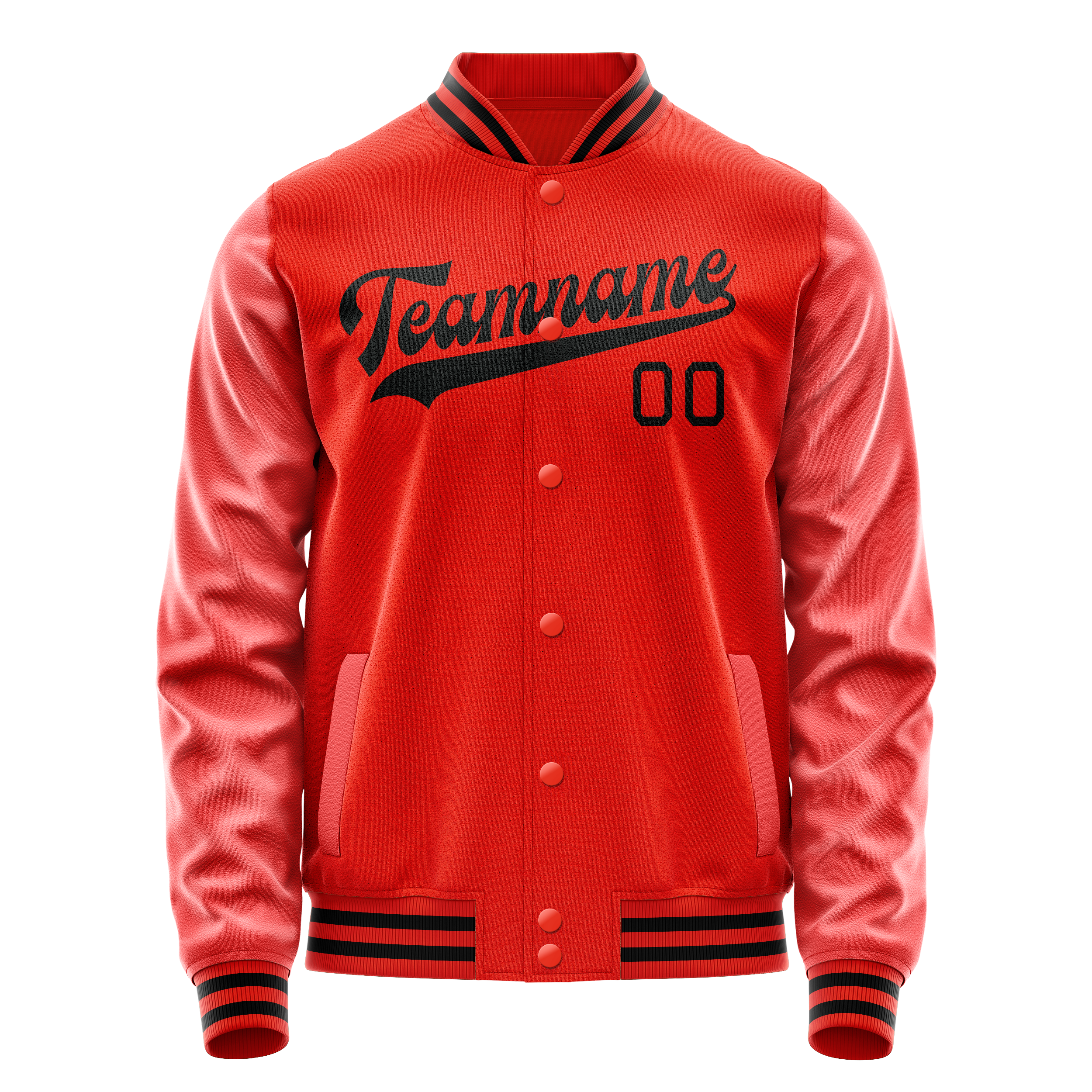 Custom Orange Black Solid Color Varsity Letterman Jacket JA02240617XE342