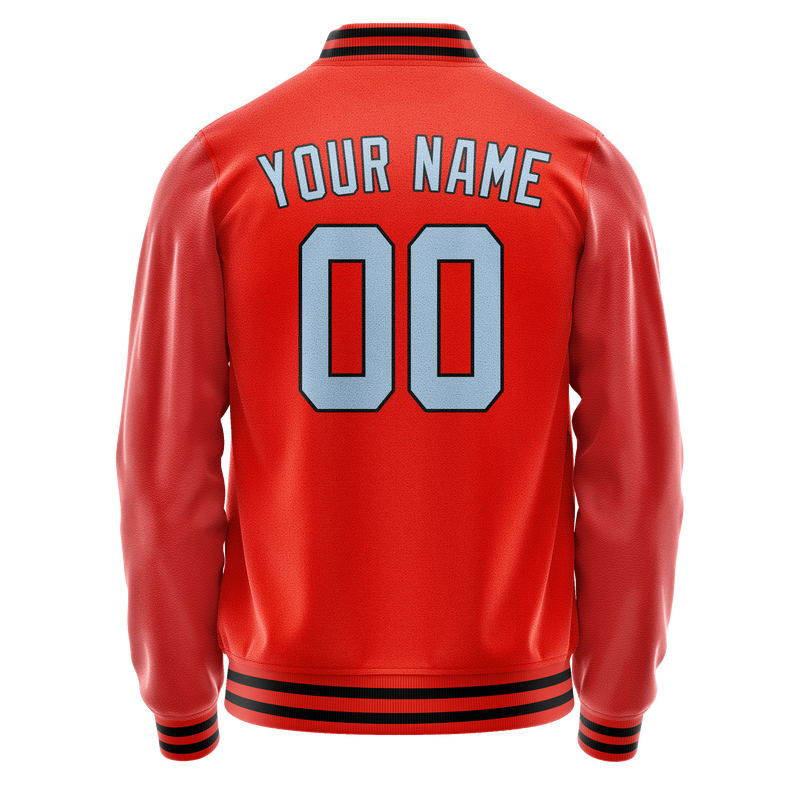 Custom Orange Light-Blue Solid Color Varsity Letterman Jacket JA02240617XE334