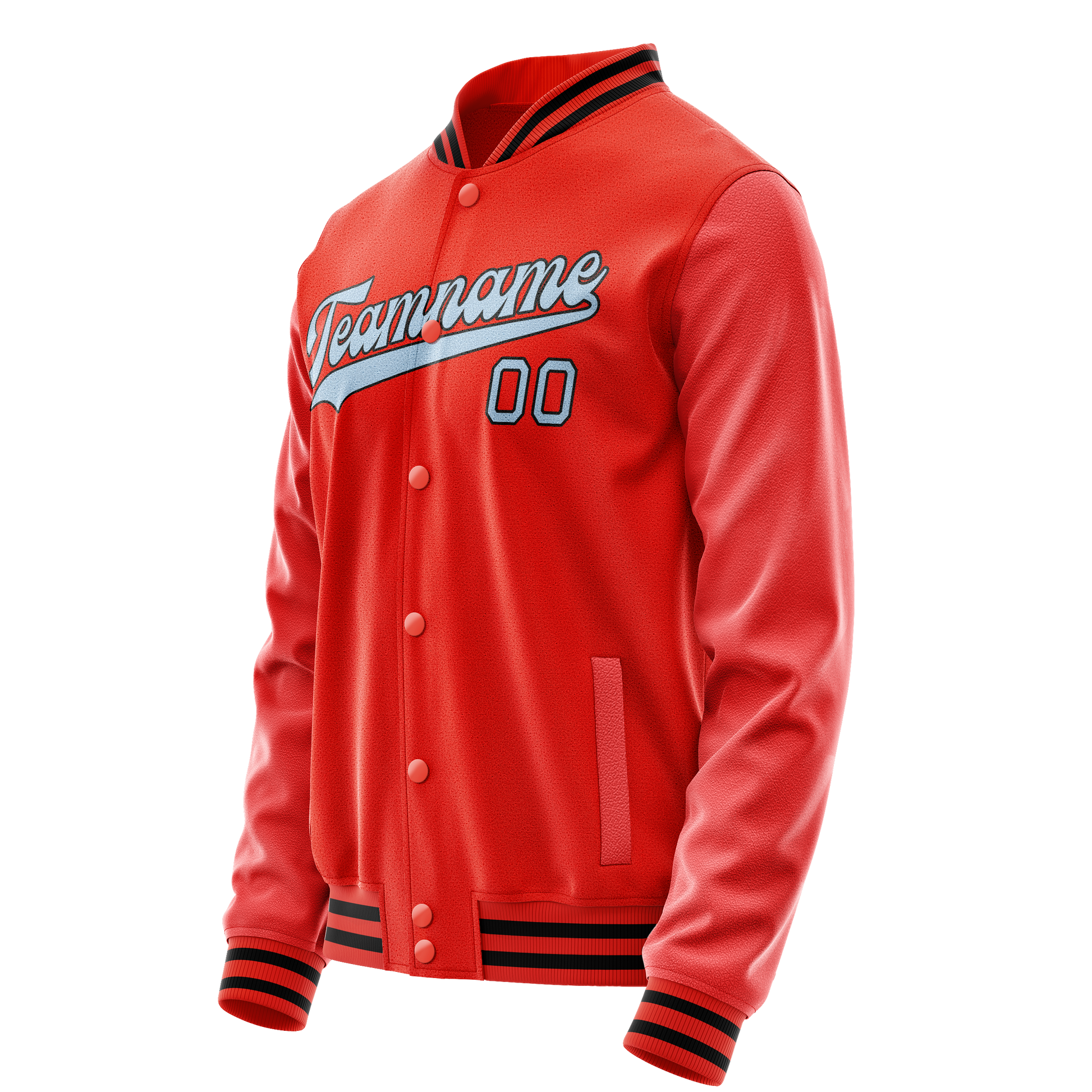 Custom Orange Light-Blue Solid Color Varsity Letterman Jacket JA02240617XE334