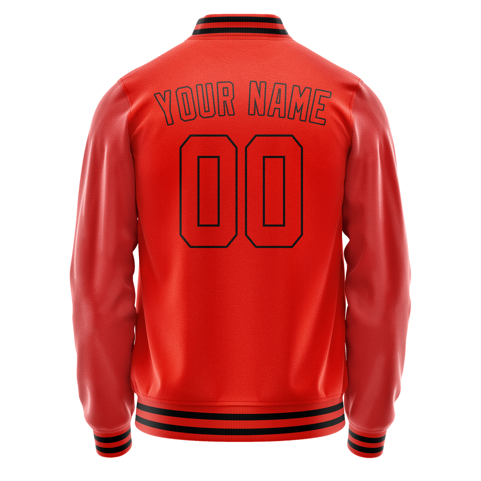 Custom Orange Black Solid Color Varsity Letterman Jacket JA02240617XE349
