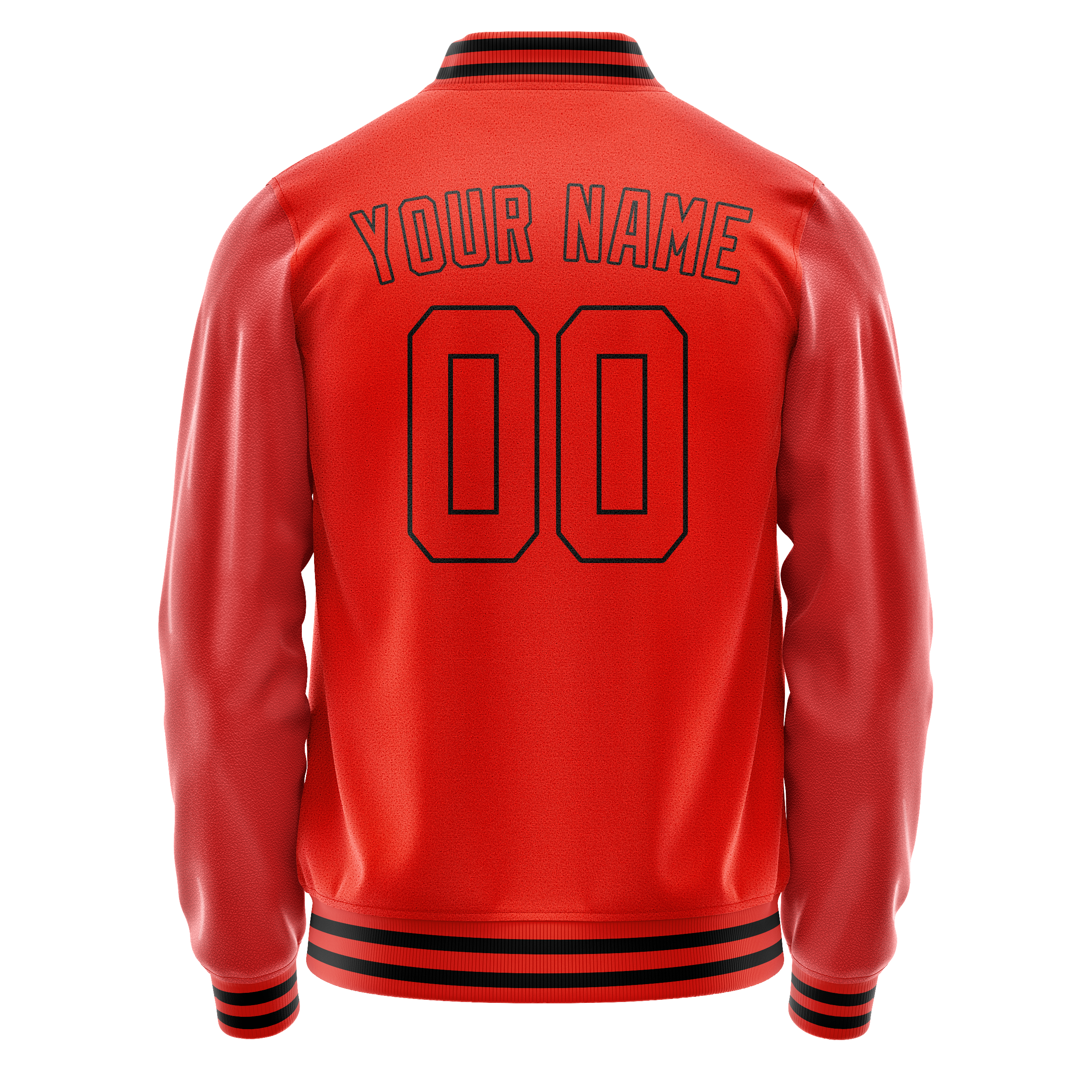 Custom Orange Black Solid Color Varsity Letterman Jacket JA02240617XE349