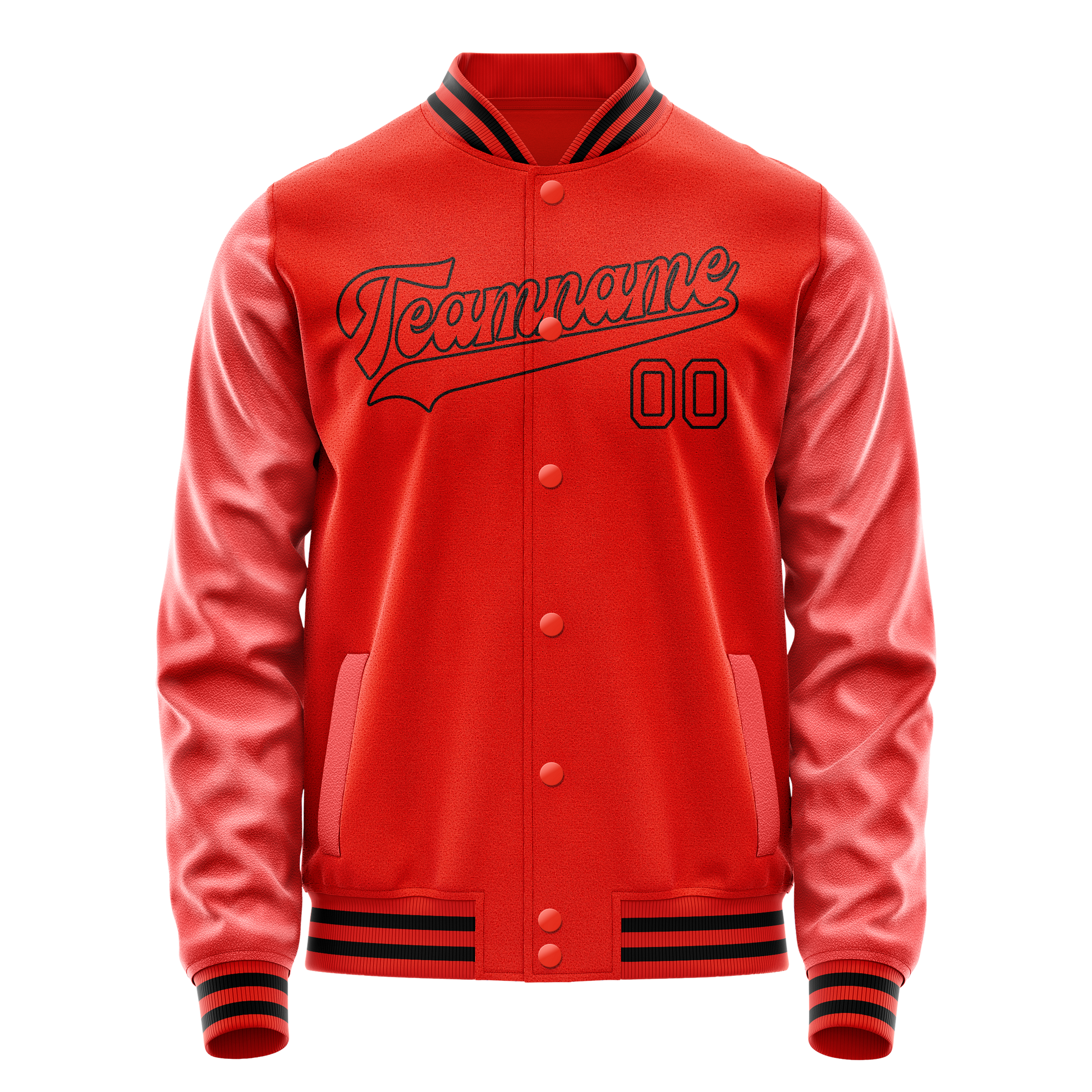 Custom Orange Black Solid Color Varsity Letterman Jacket JA02240617XE349
