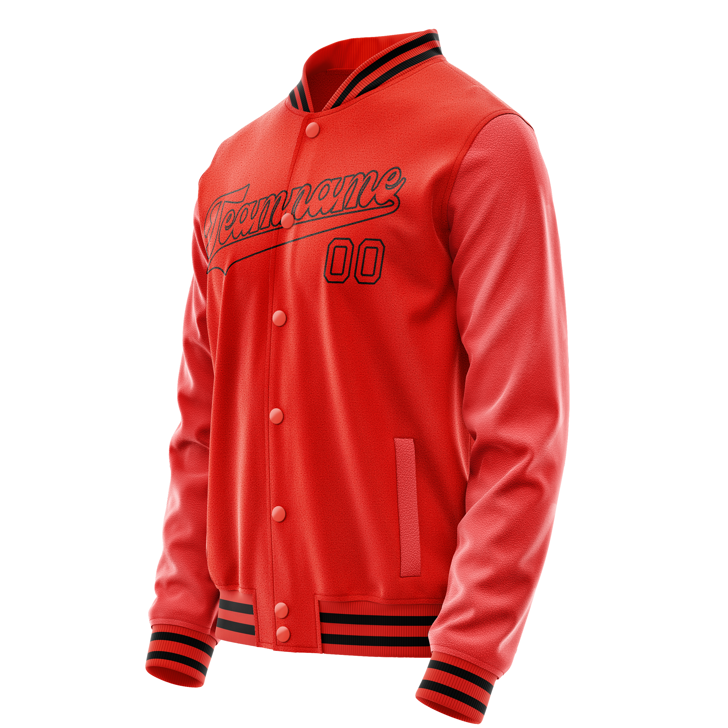 Custom Orange Black Solid Color Varsity Letterman Jacket JA02240617XE349