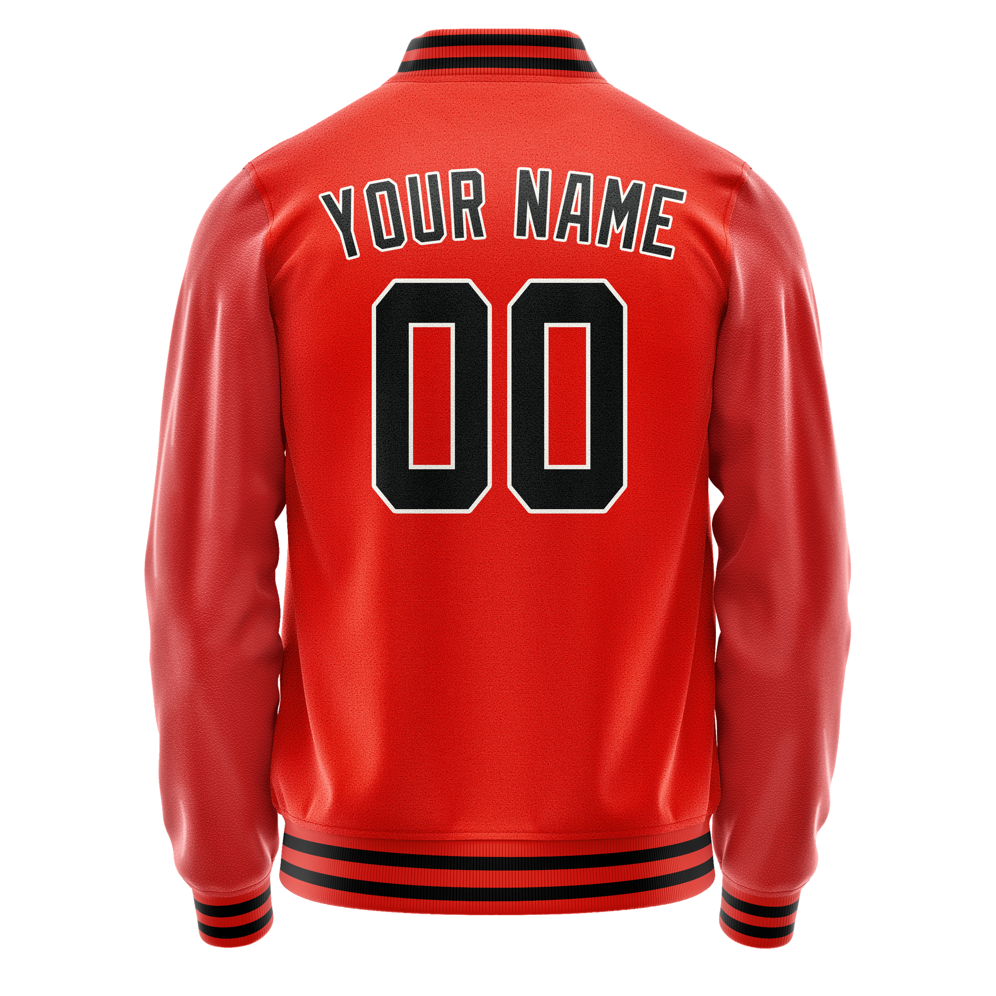 Custom Orange Black Solid Color Varsity Letterman Jacket JA02240617XE350