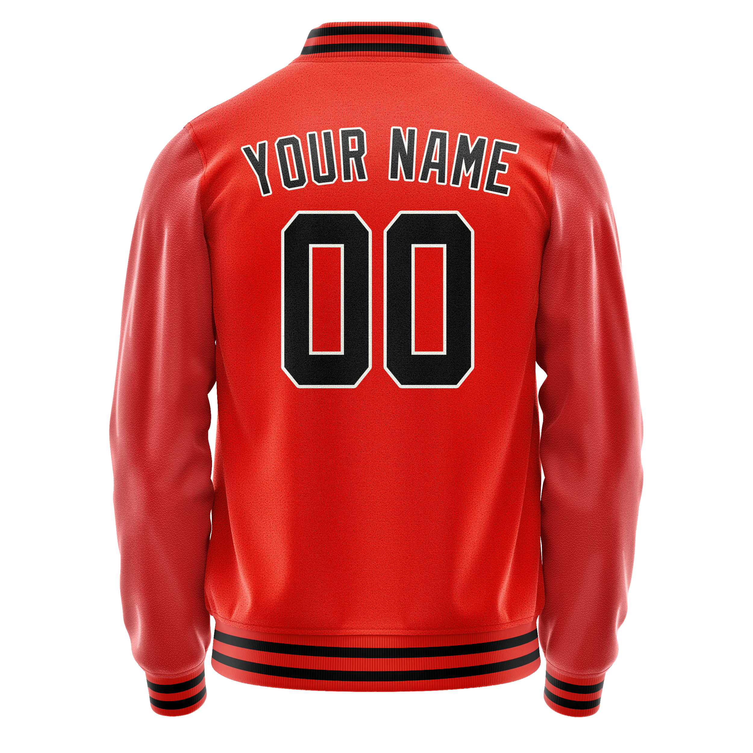 Custom Orange Black Solid Color Varsity Letterman Jacket JA02240617XE350