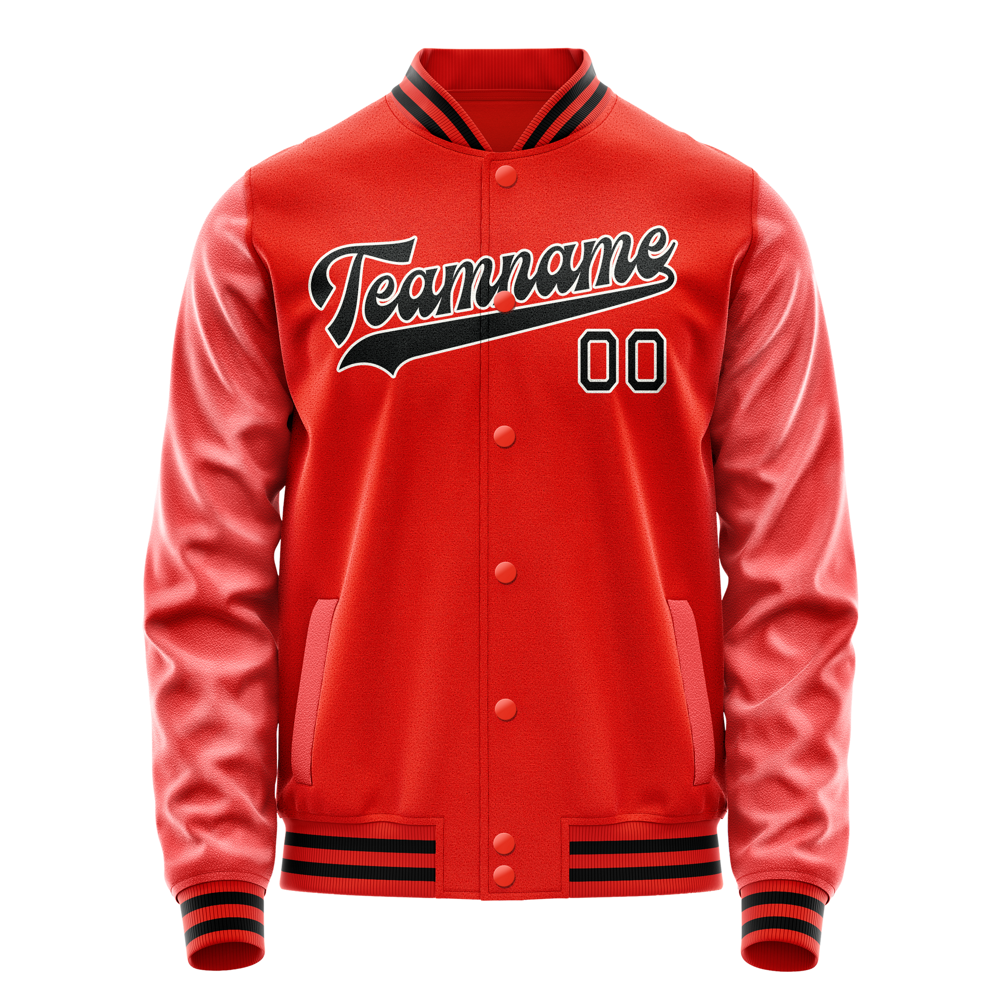 Custom Orange Black Solid Color Varsity Letterman Jacket JA02240617XE350
