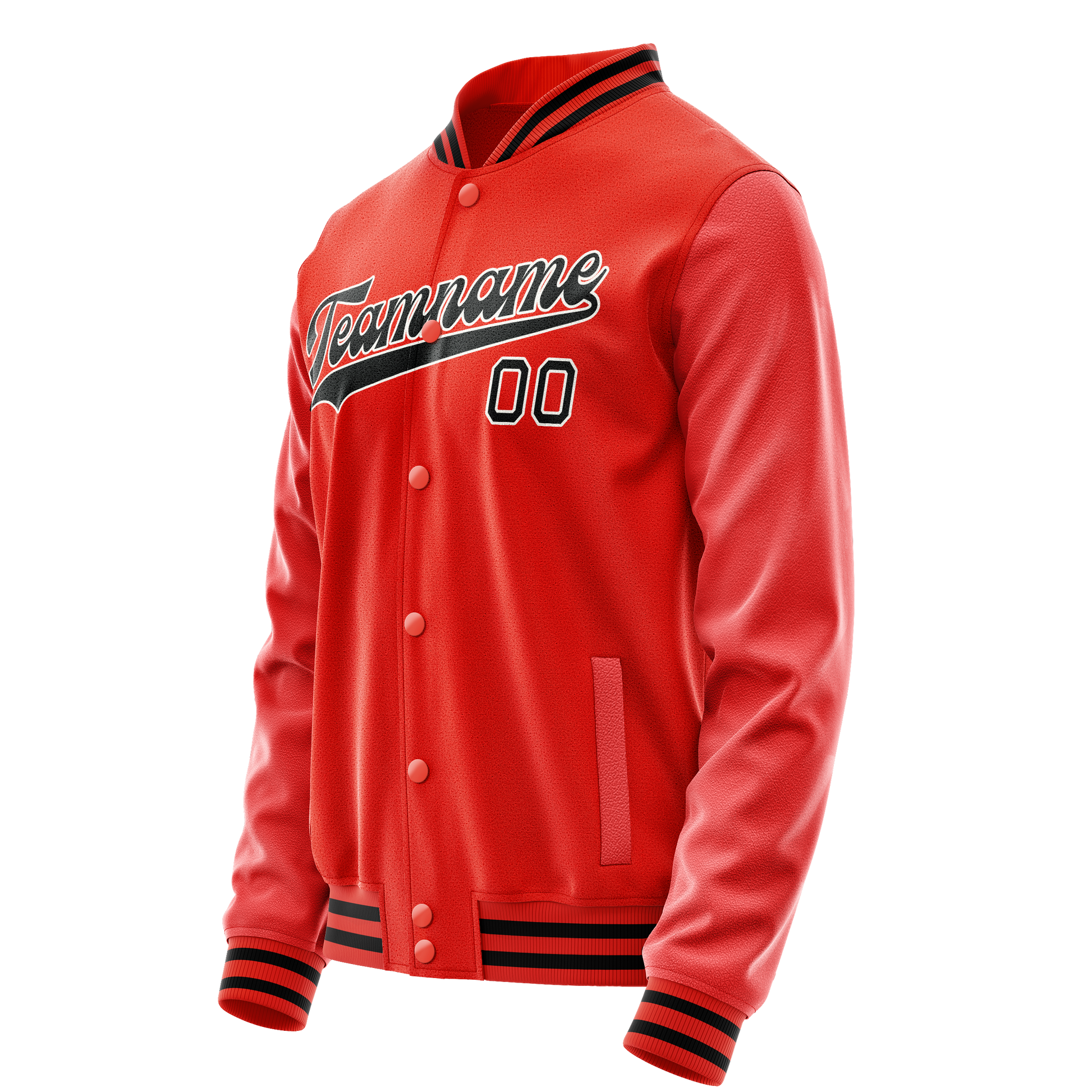 Custom Orange Black Solid Color Varsity Letterman Jacket JA02240617XE350