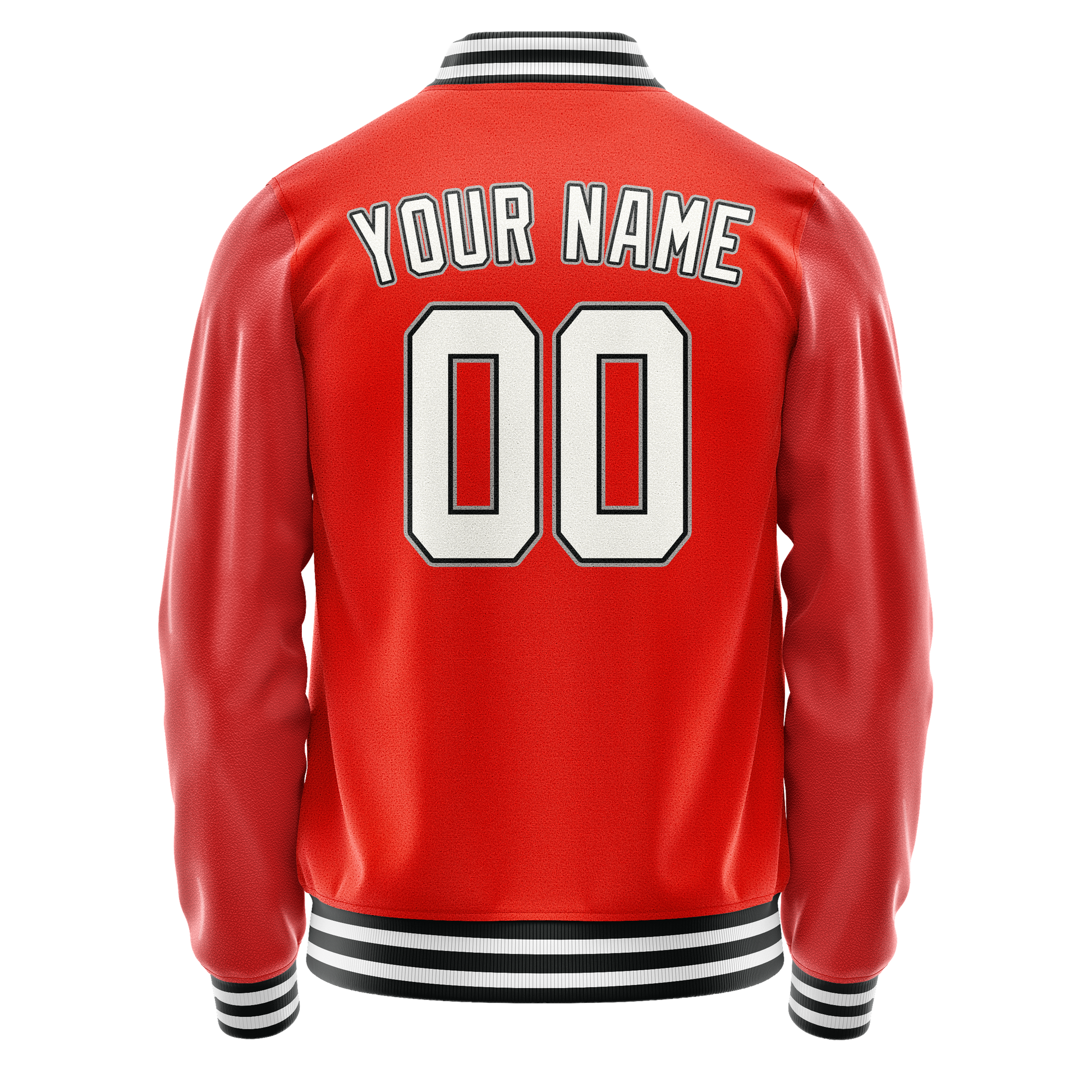 Custom Orange White Solid Color Varsity Letterman Jacket JA02240617XE346
