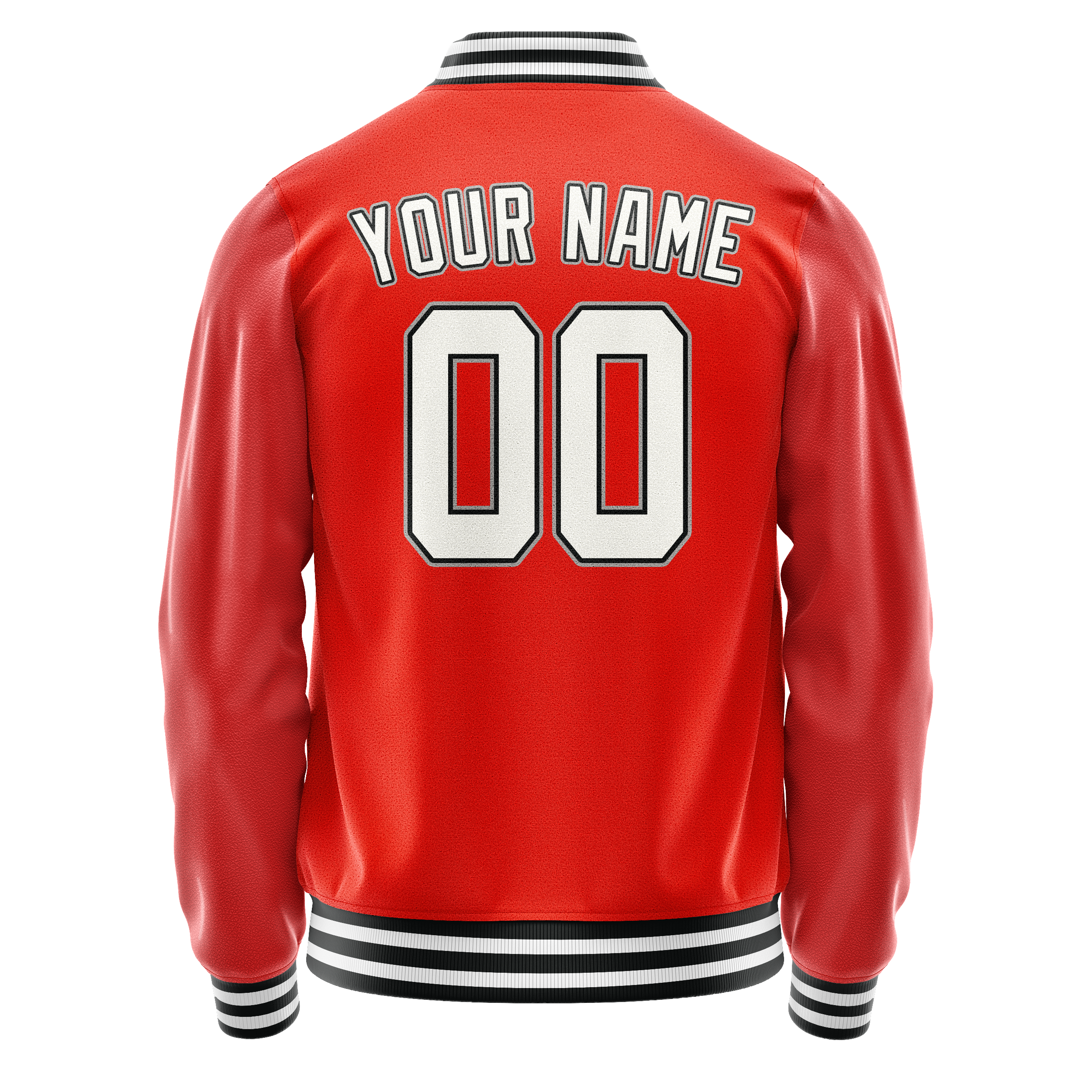 Custom Orange White Solid Color Varsity Letterman Jacket JA02240617XE346