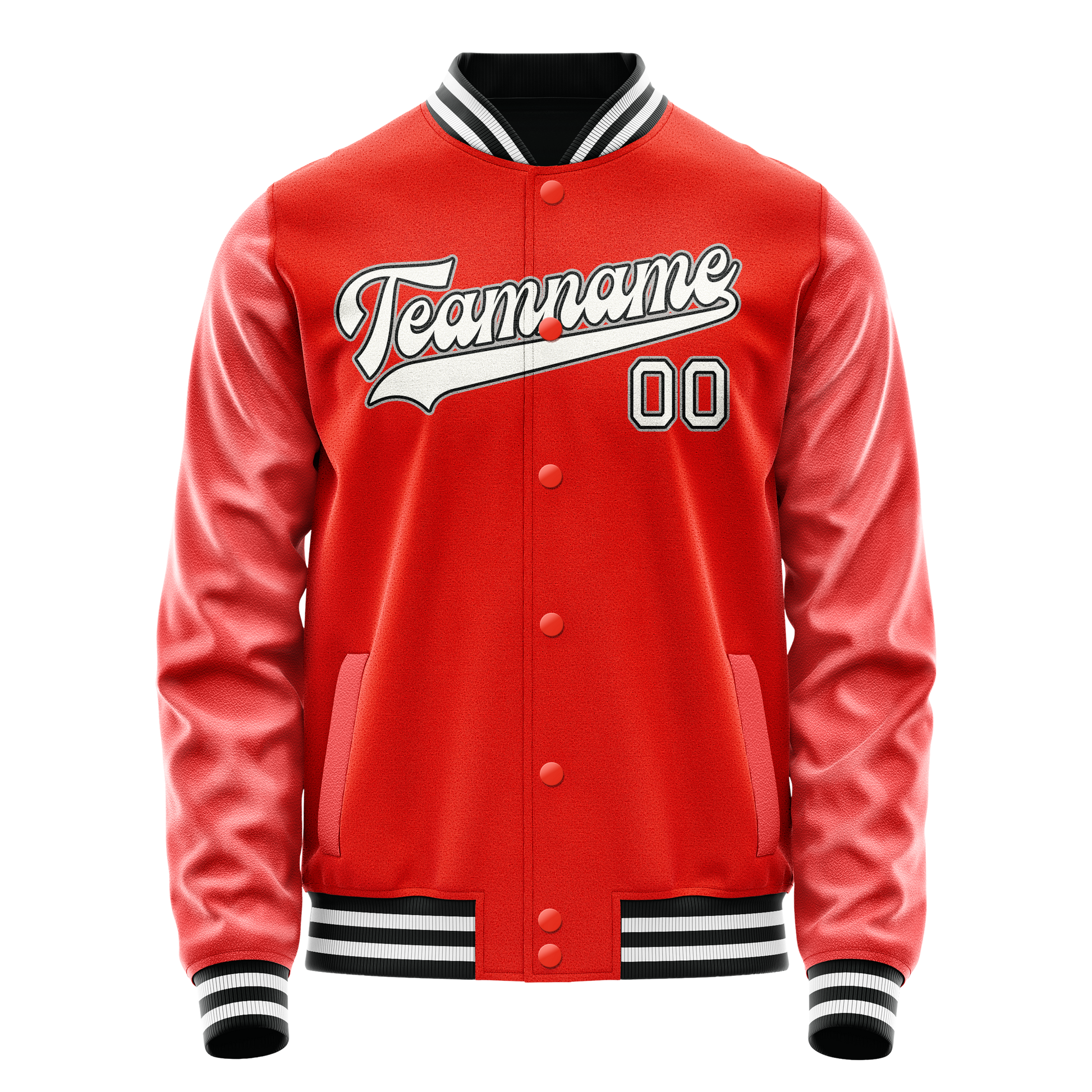 Custom Orange White Solid Color Varsity Letterman Jacket JA02240617XE346