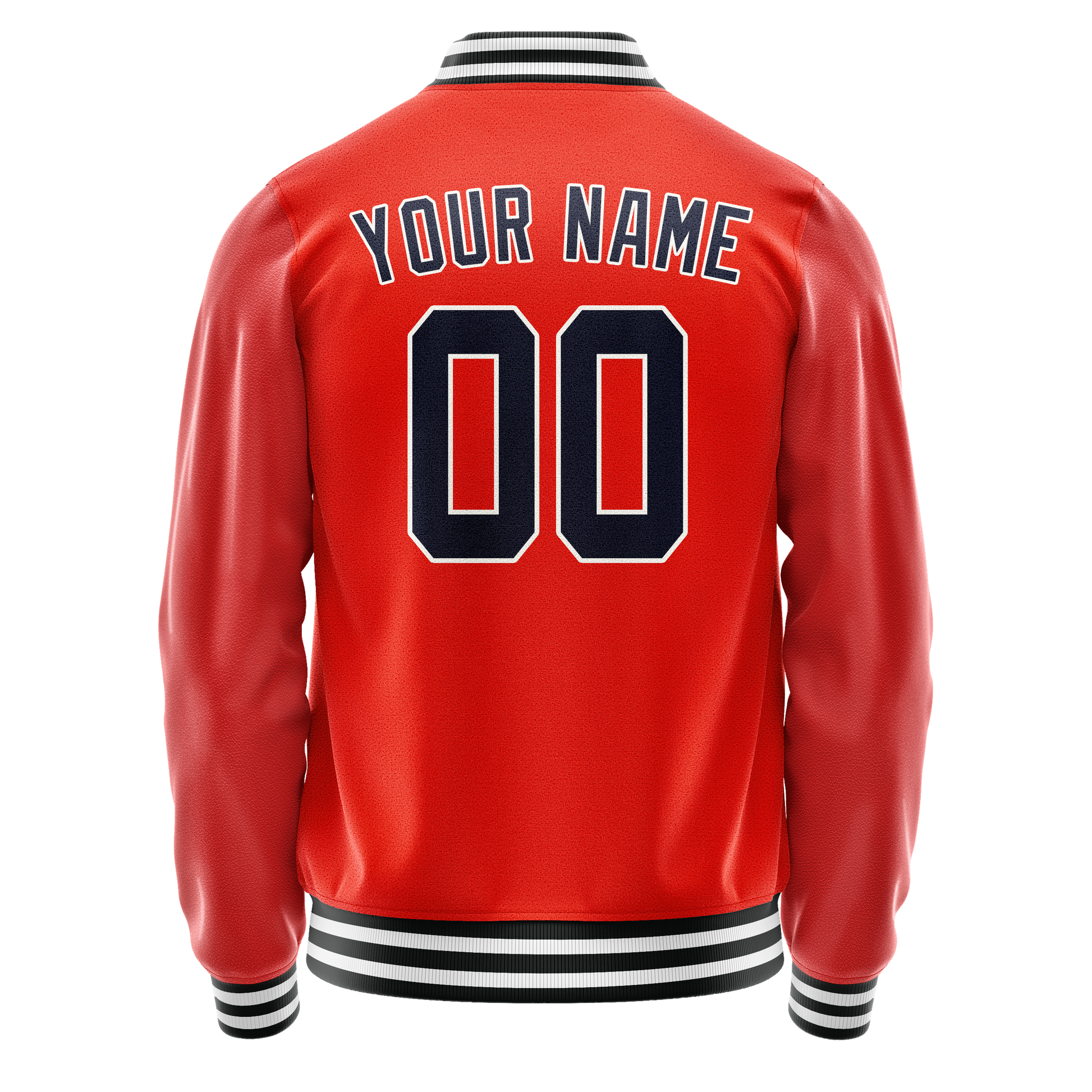 Custom Orange Black Solid Color Varsity Letterman Jacket JA02240617XE330
