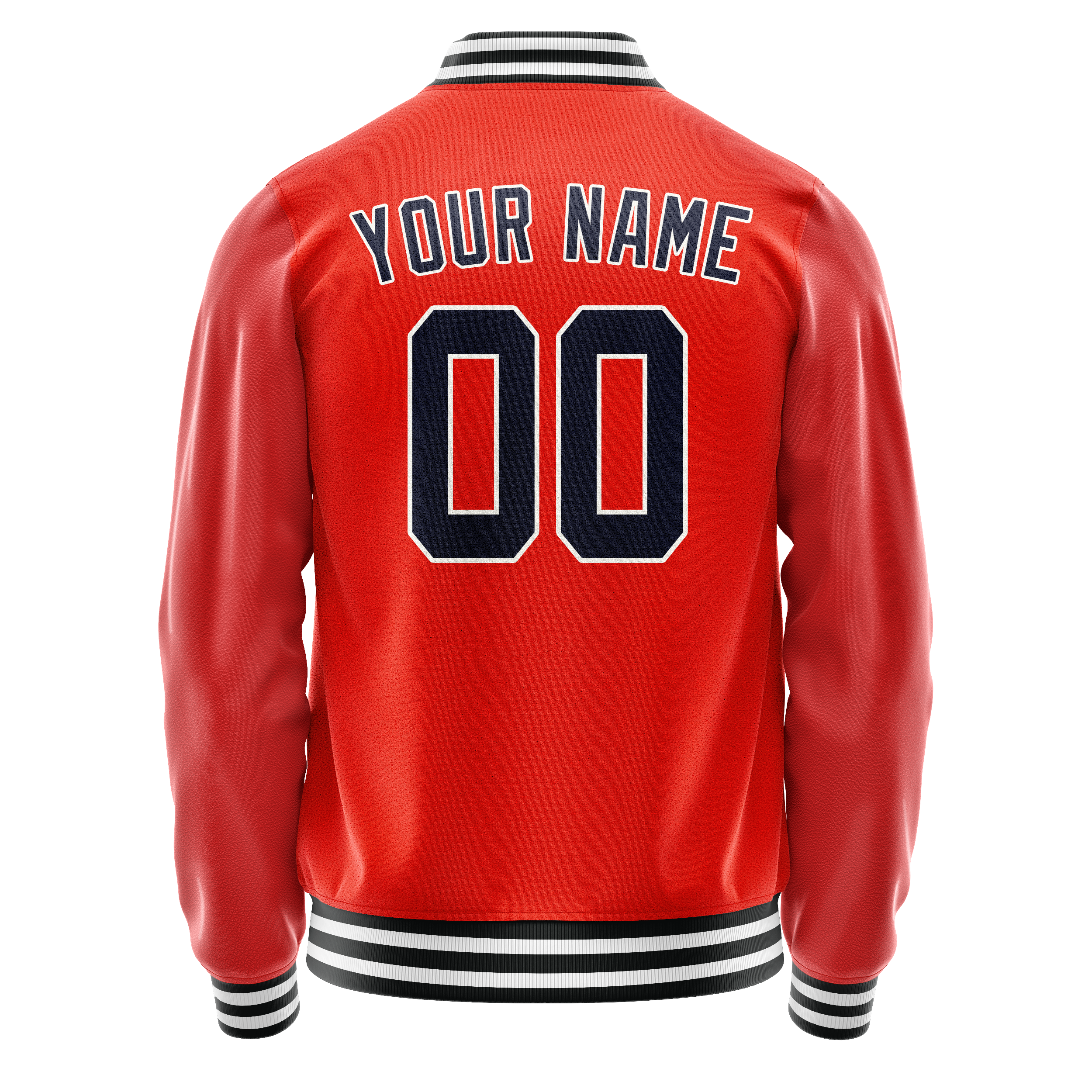 Custom Orange Black Solid Color Varsity Letterman Jacket JA02240617XE330