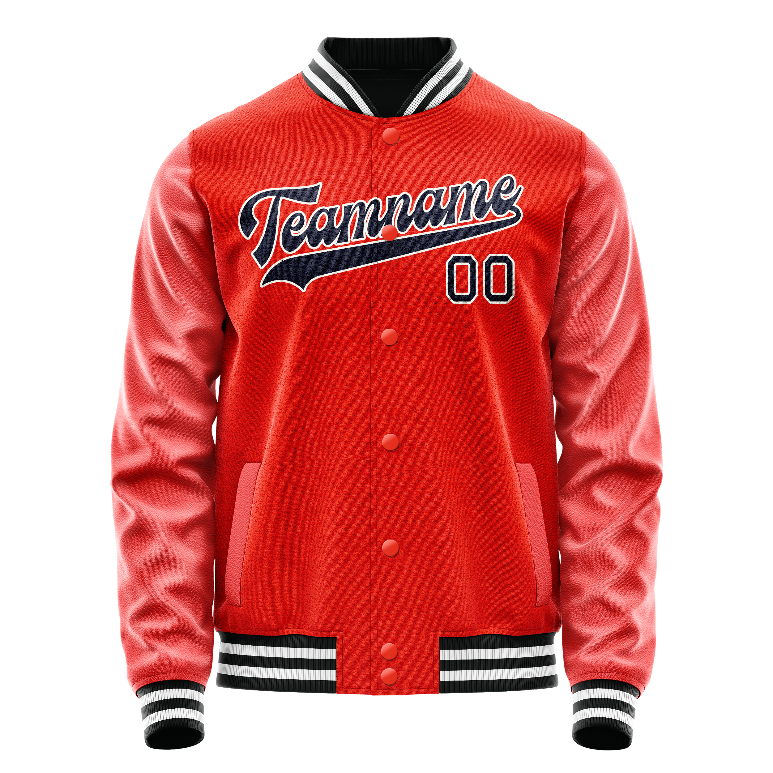 Custom Orange Black Solid Color Varsity Letterman Jacket JA02240617XE330
