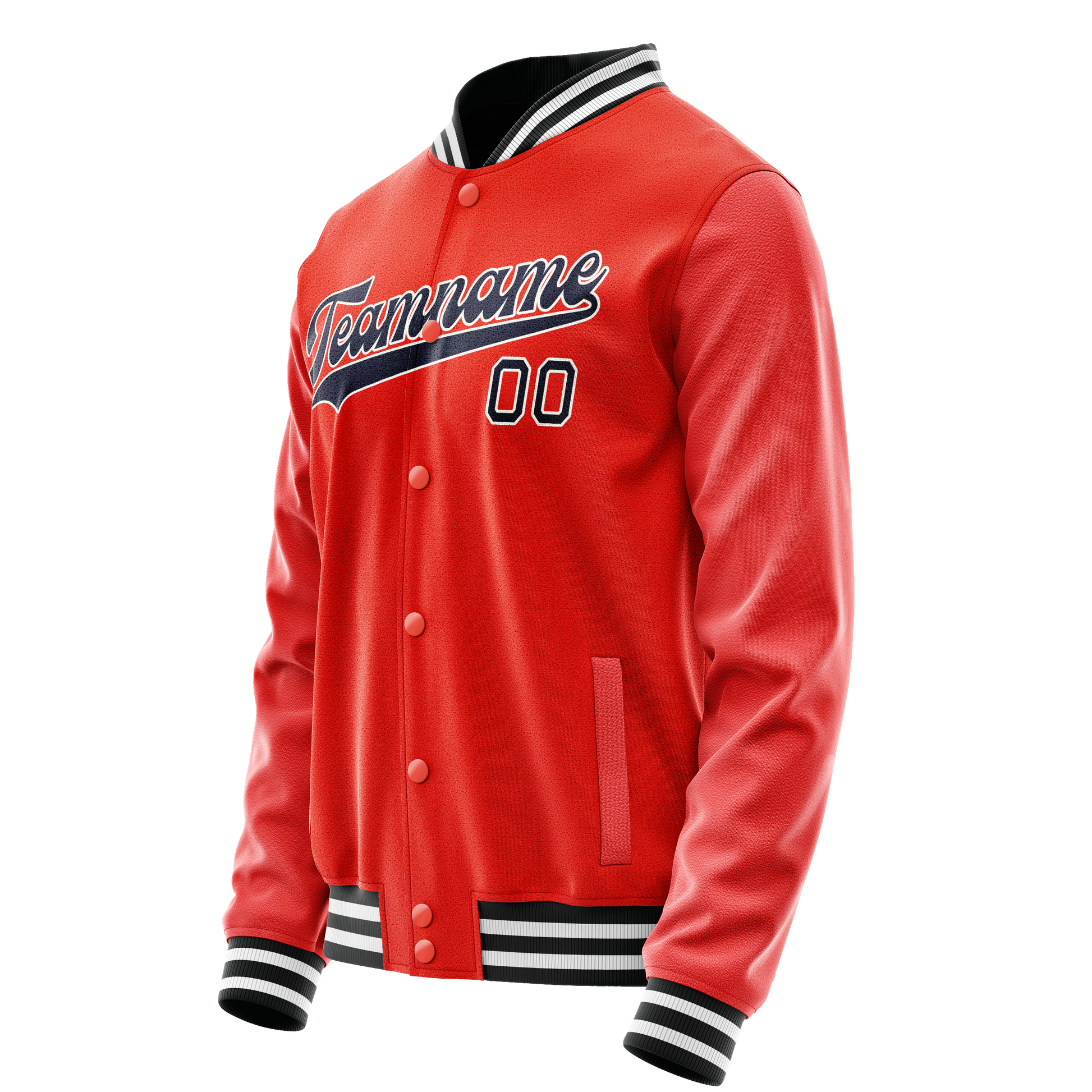 Custom Orange Black Solid Color Varsity Letterman Jacket JA02240617XE330