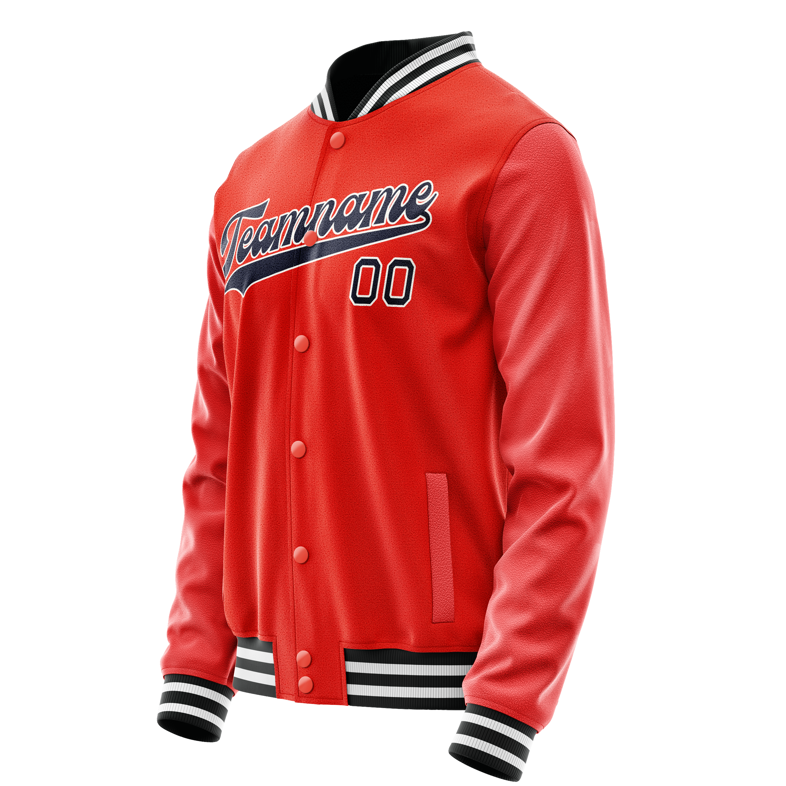 Custom Orange Black Solid Color Varsity Letterman Jacket JA02240617XE330