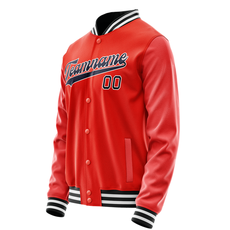 Custom Orange Black Solid Color Varsity Letterman Jacket JA02240617XE330