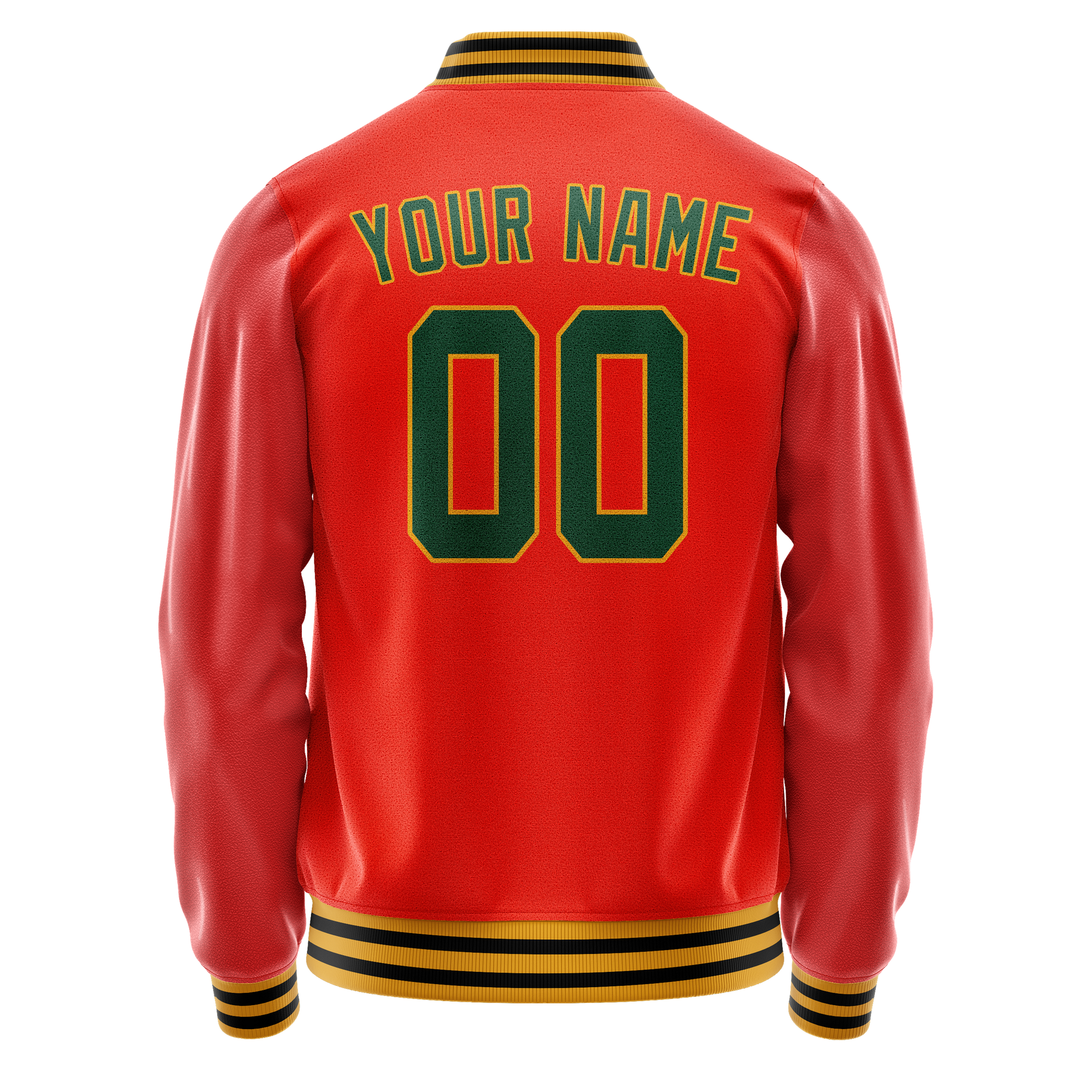 Custom Orange Black Solid Color Varsity Letterman Jacket JA02240617XE347