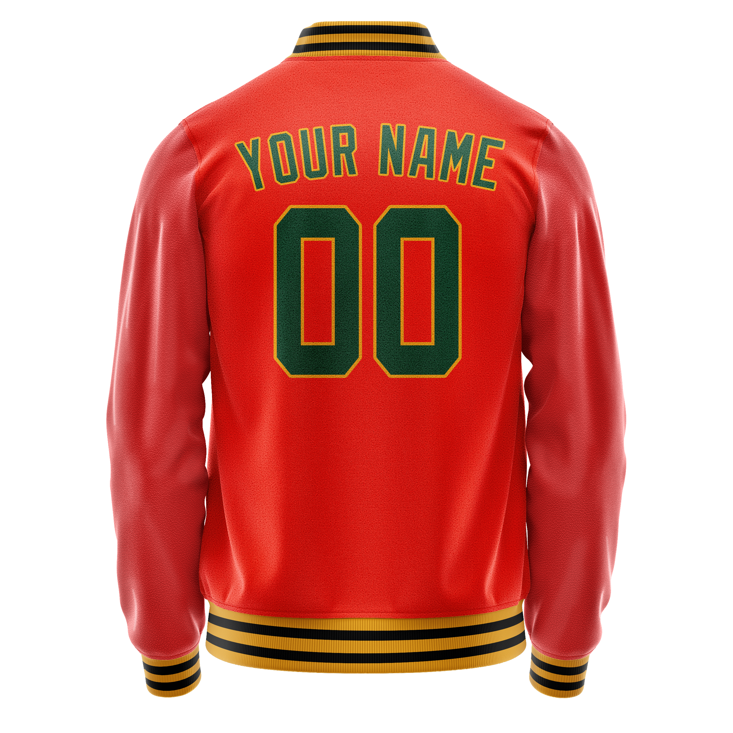 Custom Orange Black Solid Color Varsity Letterman Jacket JA02240617XE347