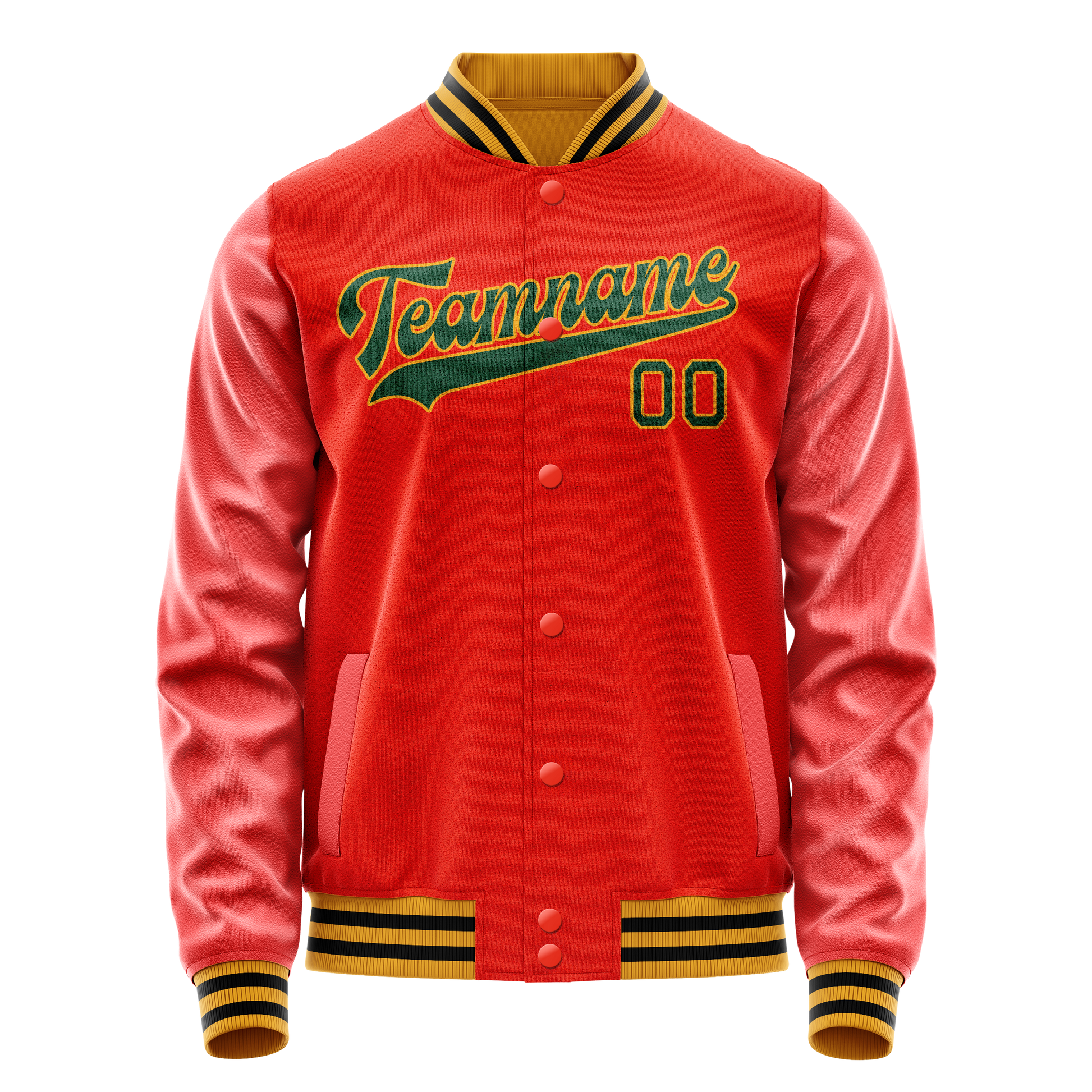 Custom Orange Black Solid Color Varsity Letterman Jacket JA02240617XE347