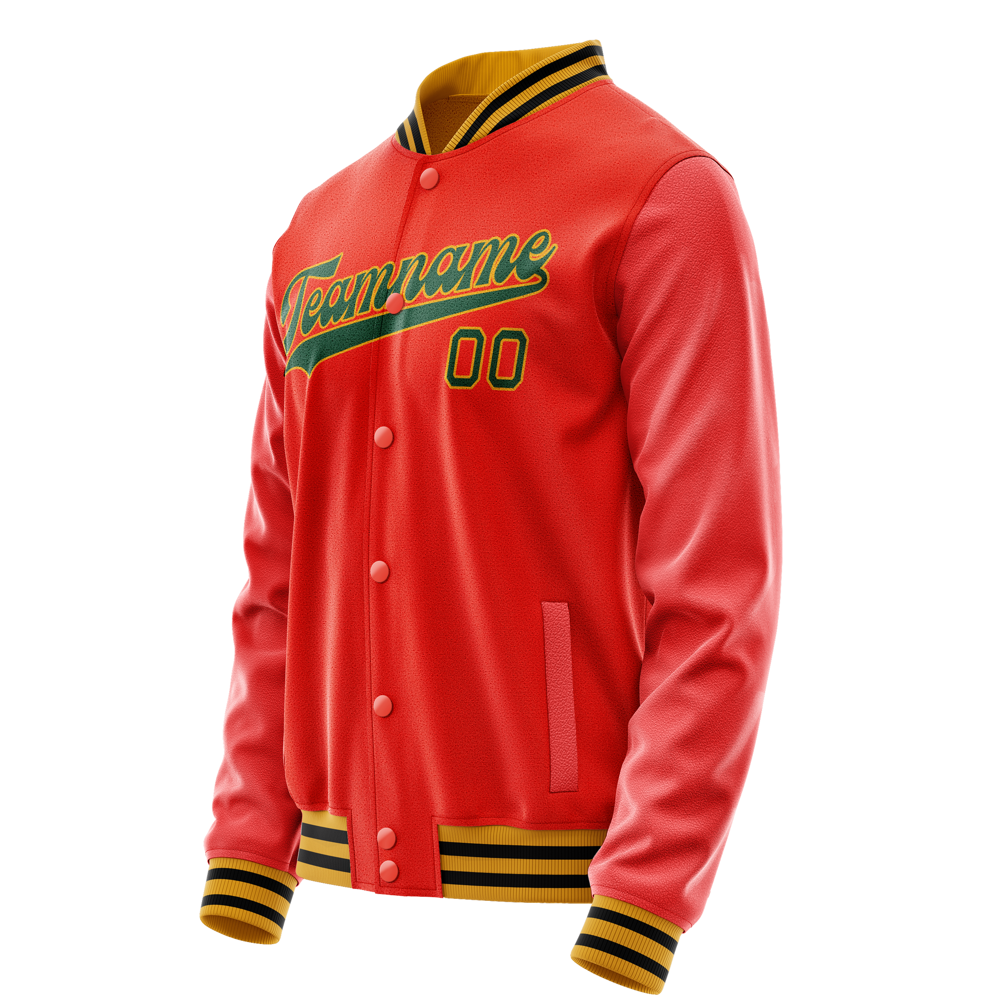 Custom Orange Black Solid Color Varsity Letterman Jacket JA02240617XE347