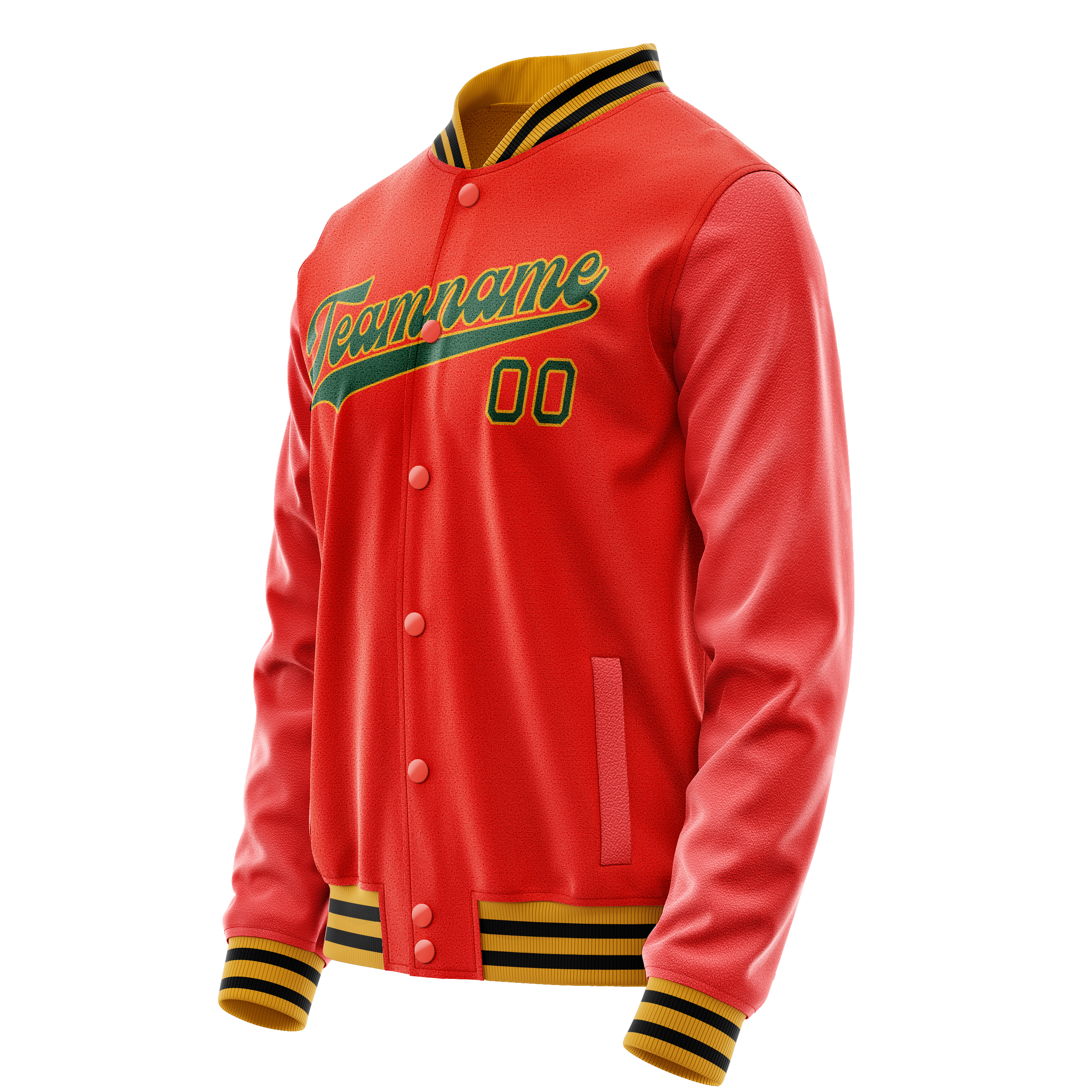 Custom Orange Black Solid Color Varsity Letterman Jacket JA02240617XE347