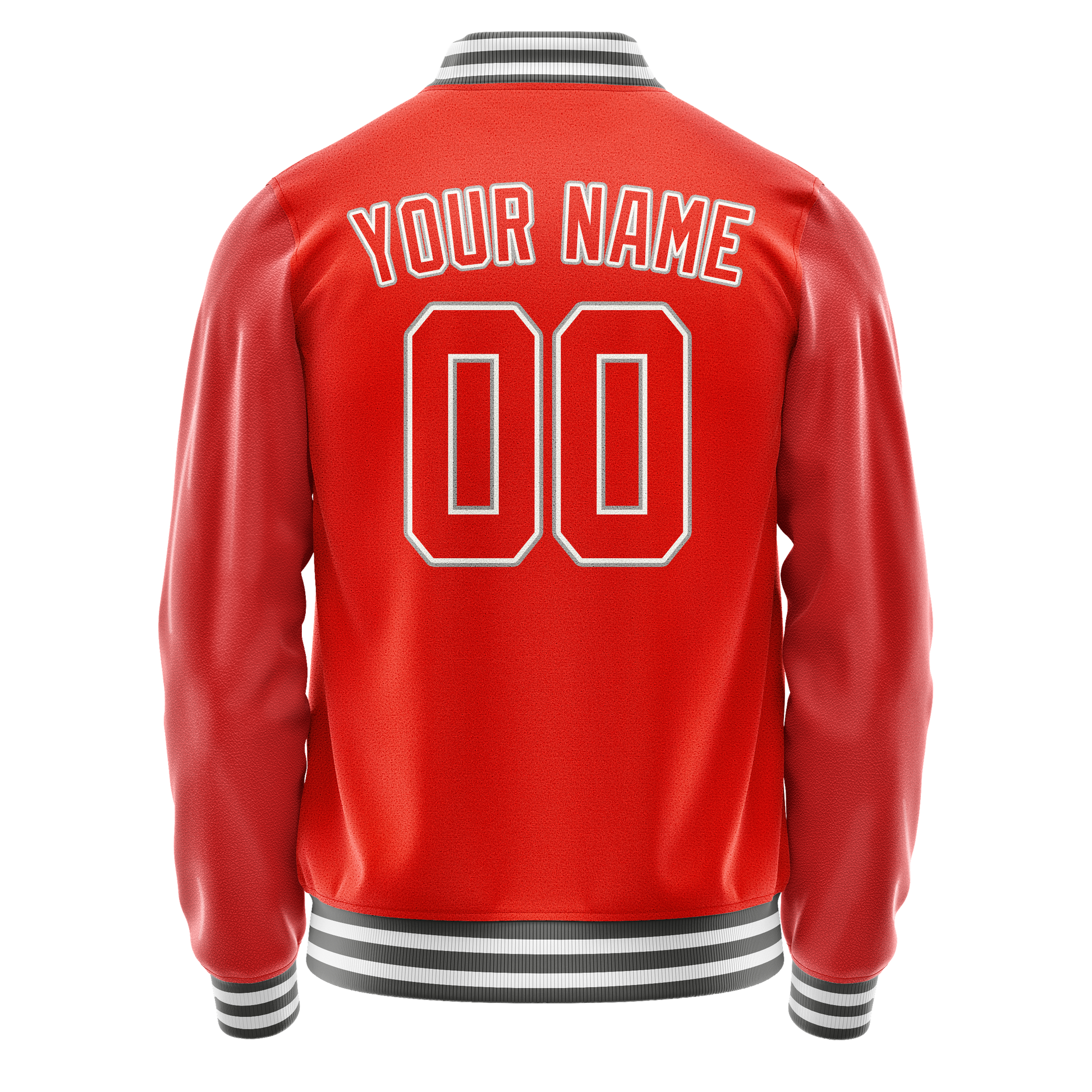 Custom Orange Gray Solid Color Varsity Letterman Jacket JA02240617XE343