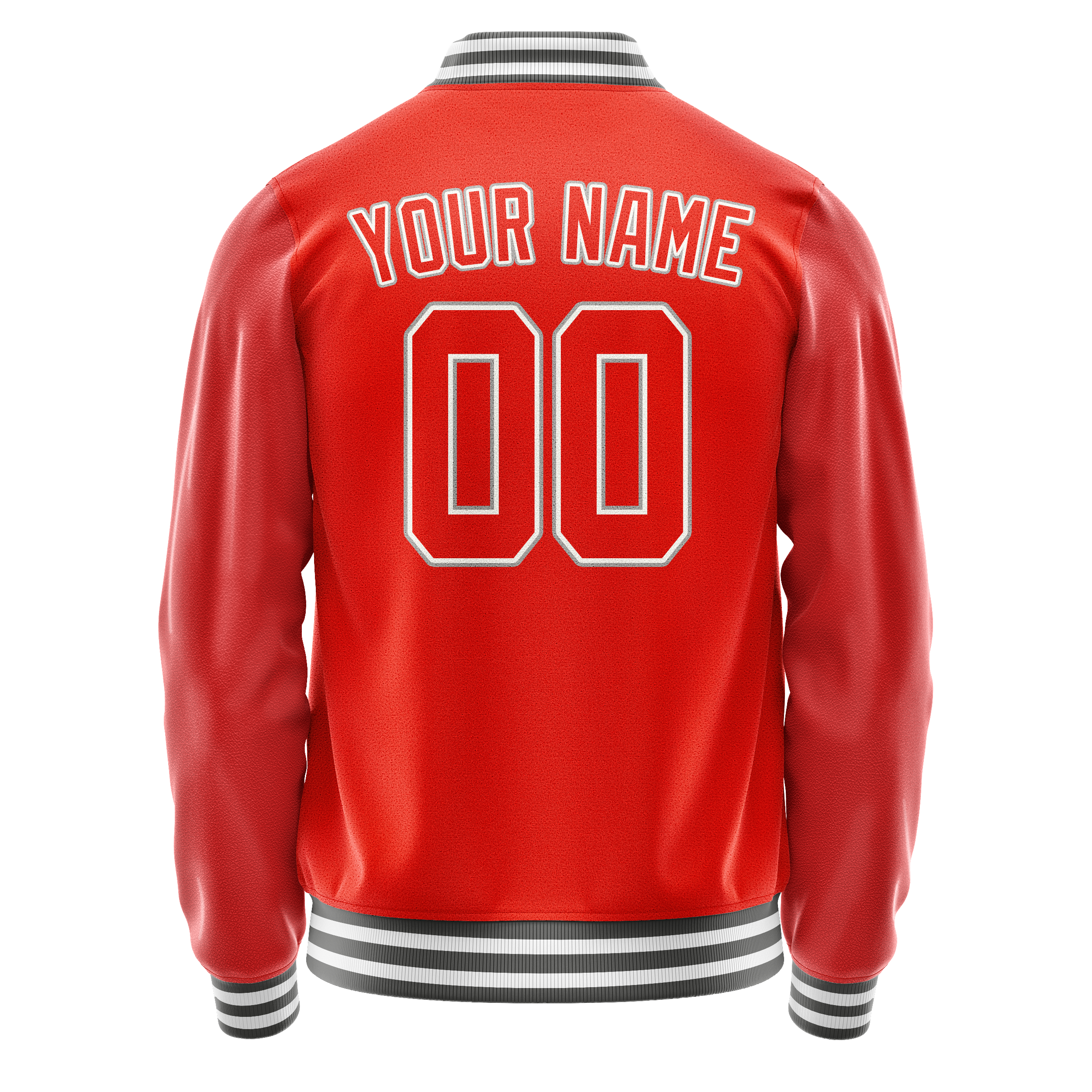 Custom Orange Gray Solid Color Varsity Letterman Jacket JA02240617XE343