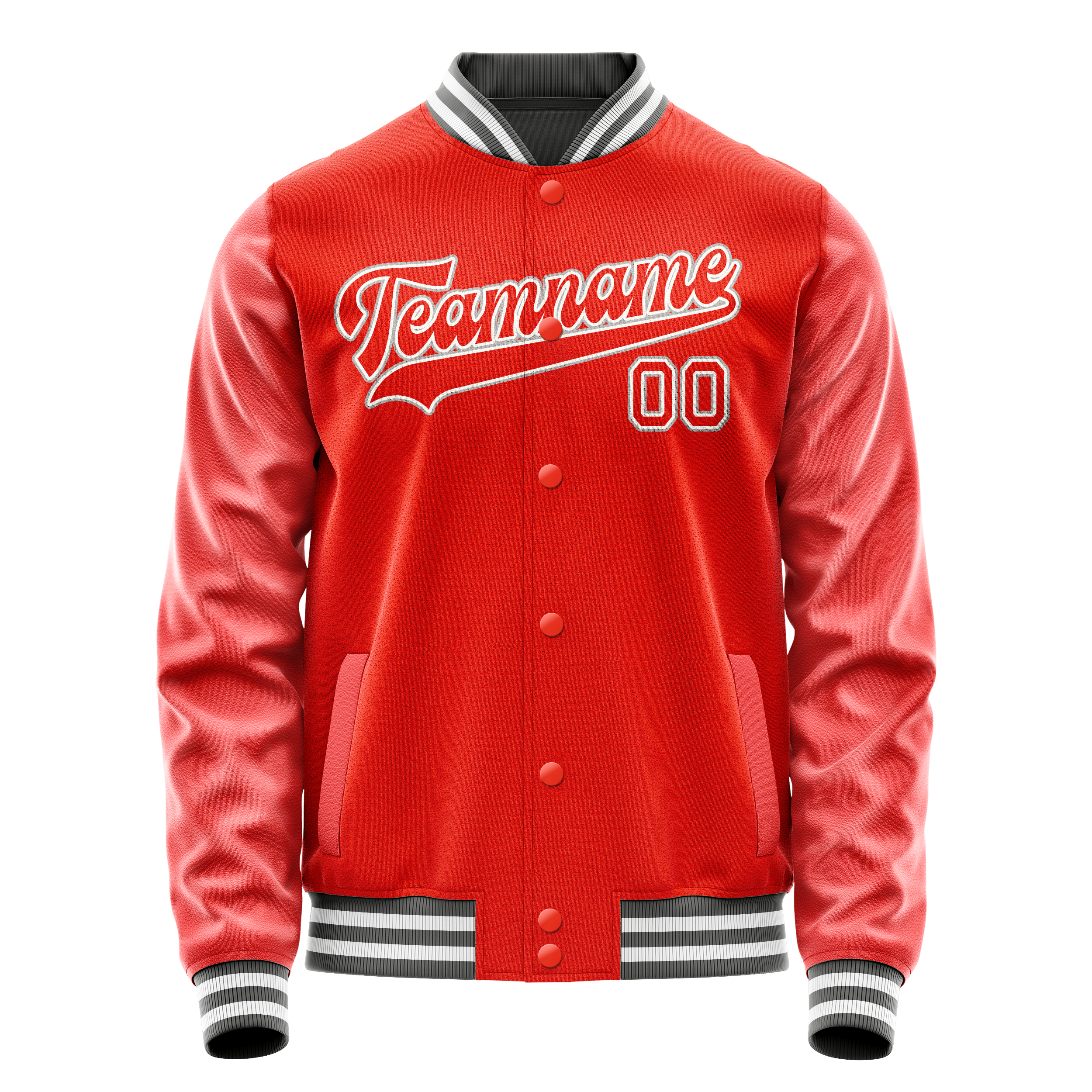 Custom Orange Gray Solid Color Varsity Letterman Jacket JA02240617XE343
