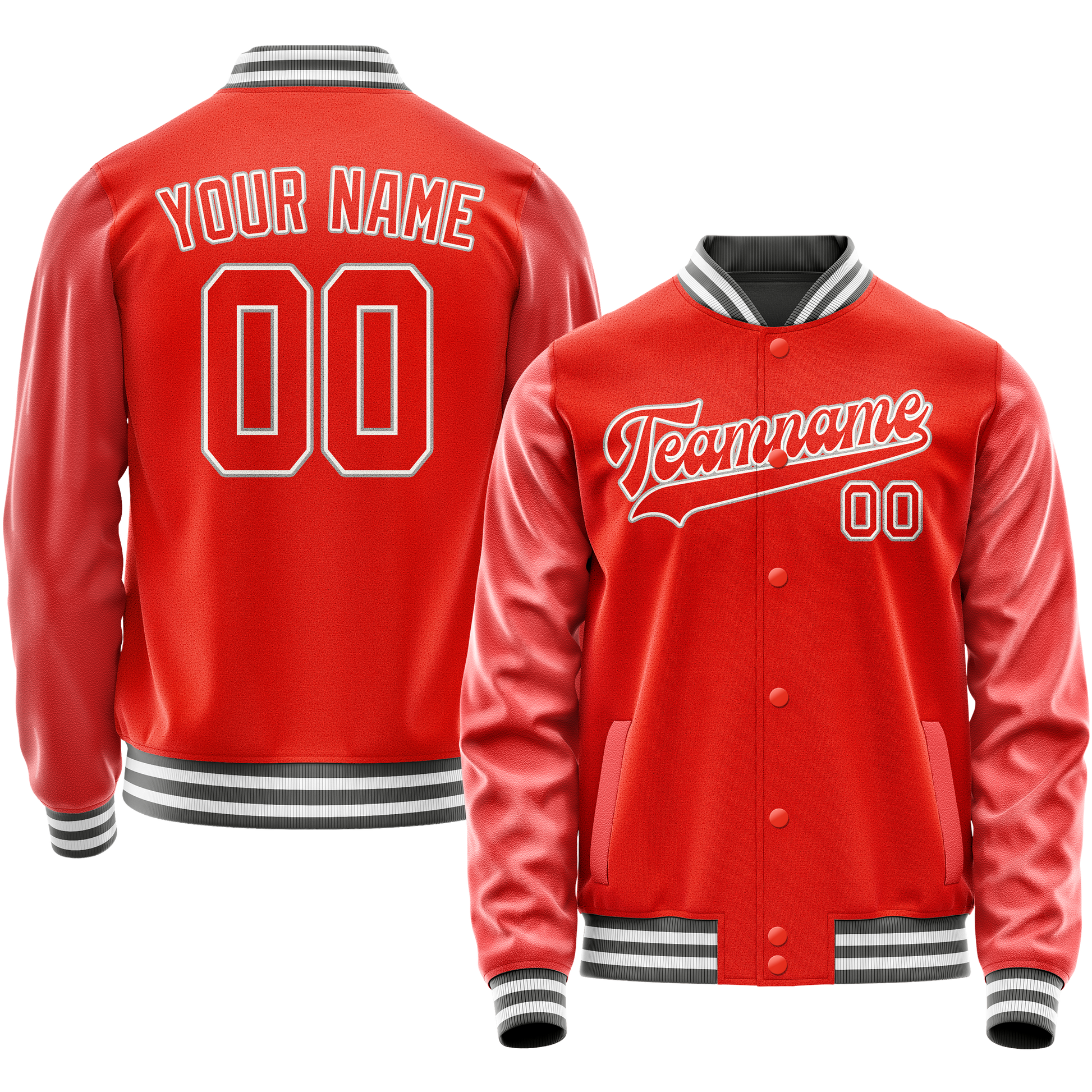 Custom Orange Gray Solid Color Varsity Letterman Jacket JA02240617XE343