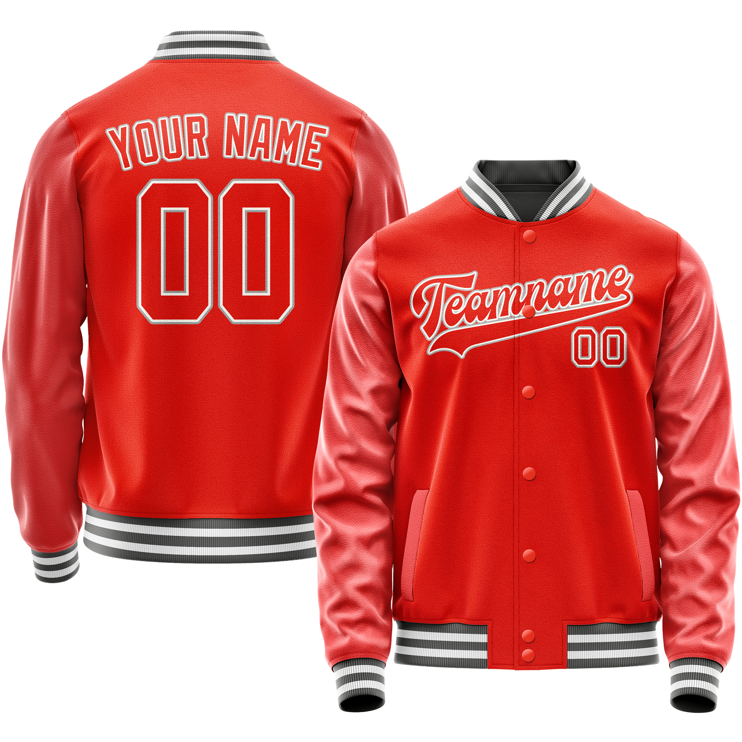 Custom Orange Gray Solid Color Varsity Letterman Jacket JA02240617XE343