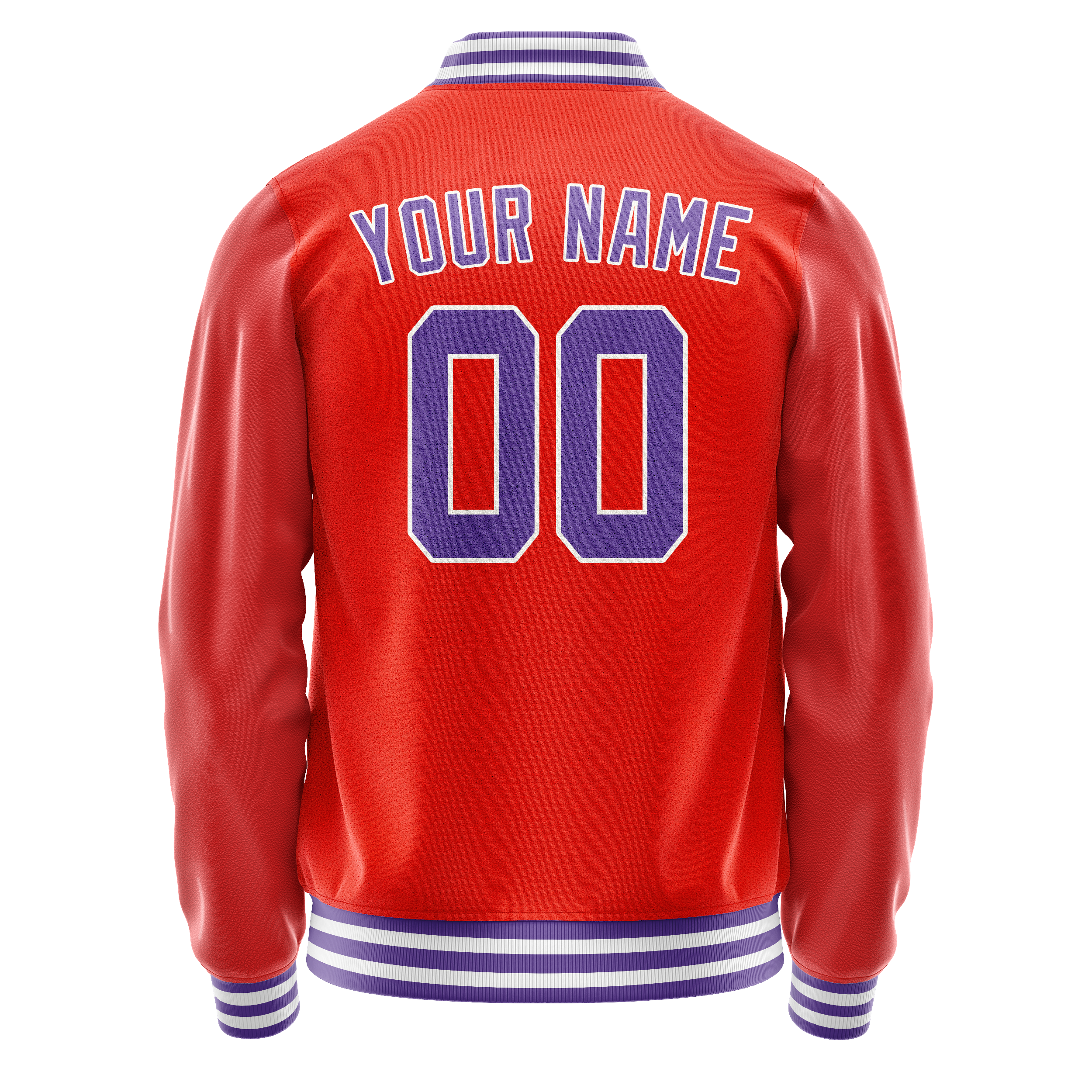 Custom Orange Purple Solid Color Varsity Letterman Jacket JA02240617XE336