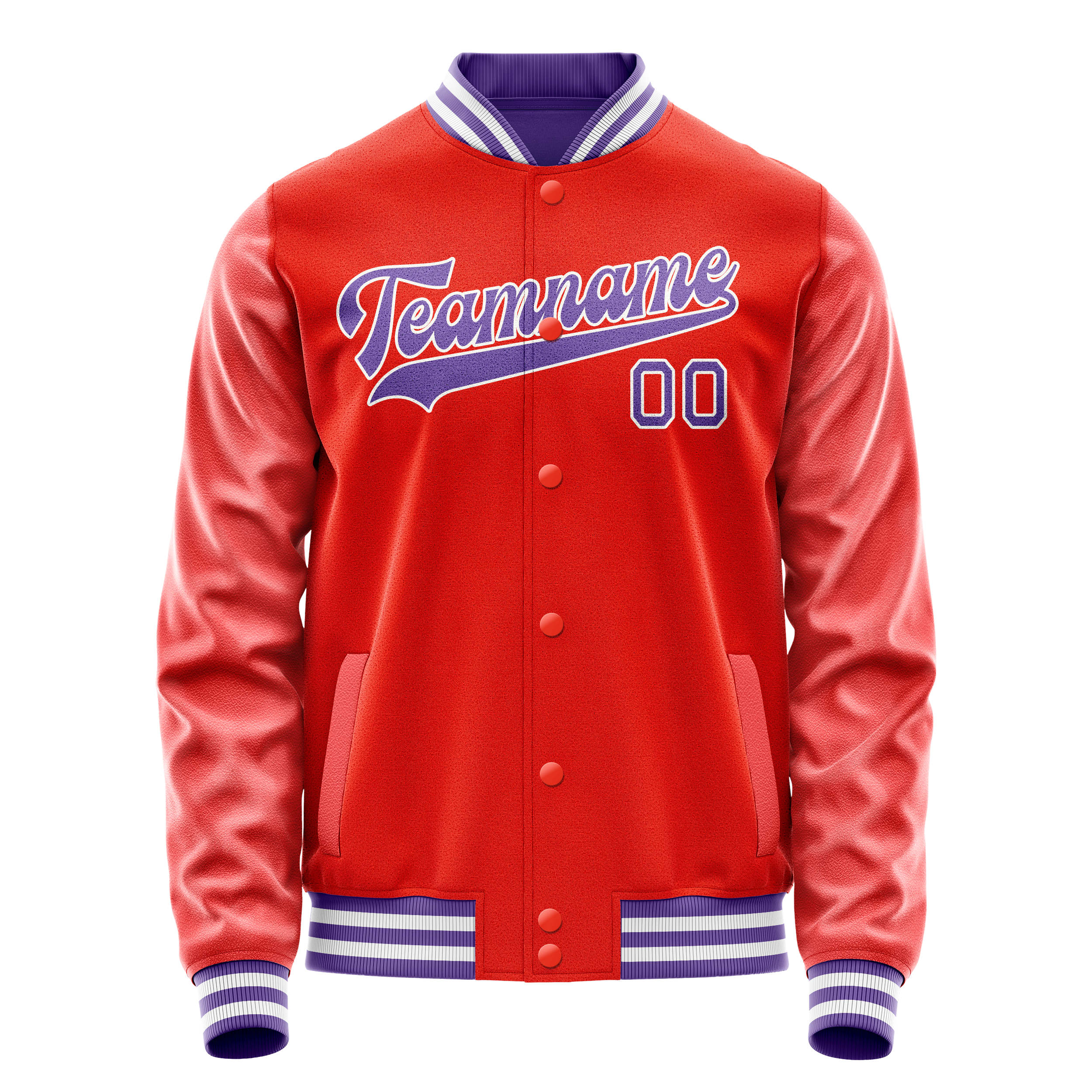Custom Orange Purple Solid Color Varsity Letterman Jacket JA02240617XE336