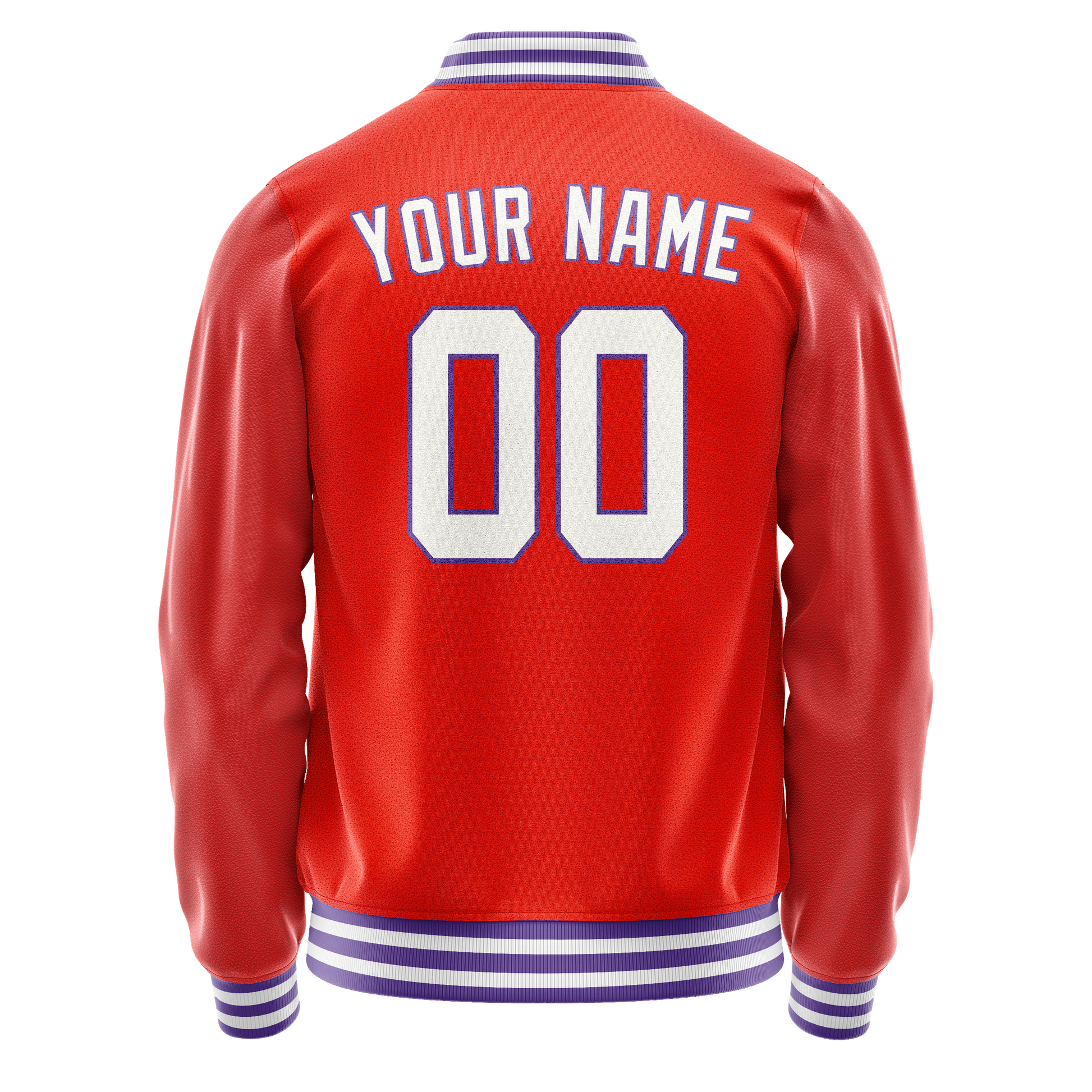 Custom Orange White Solid Color Varsity Letterman Jacket JA02240617XE344