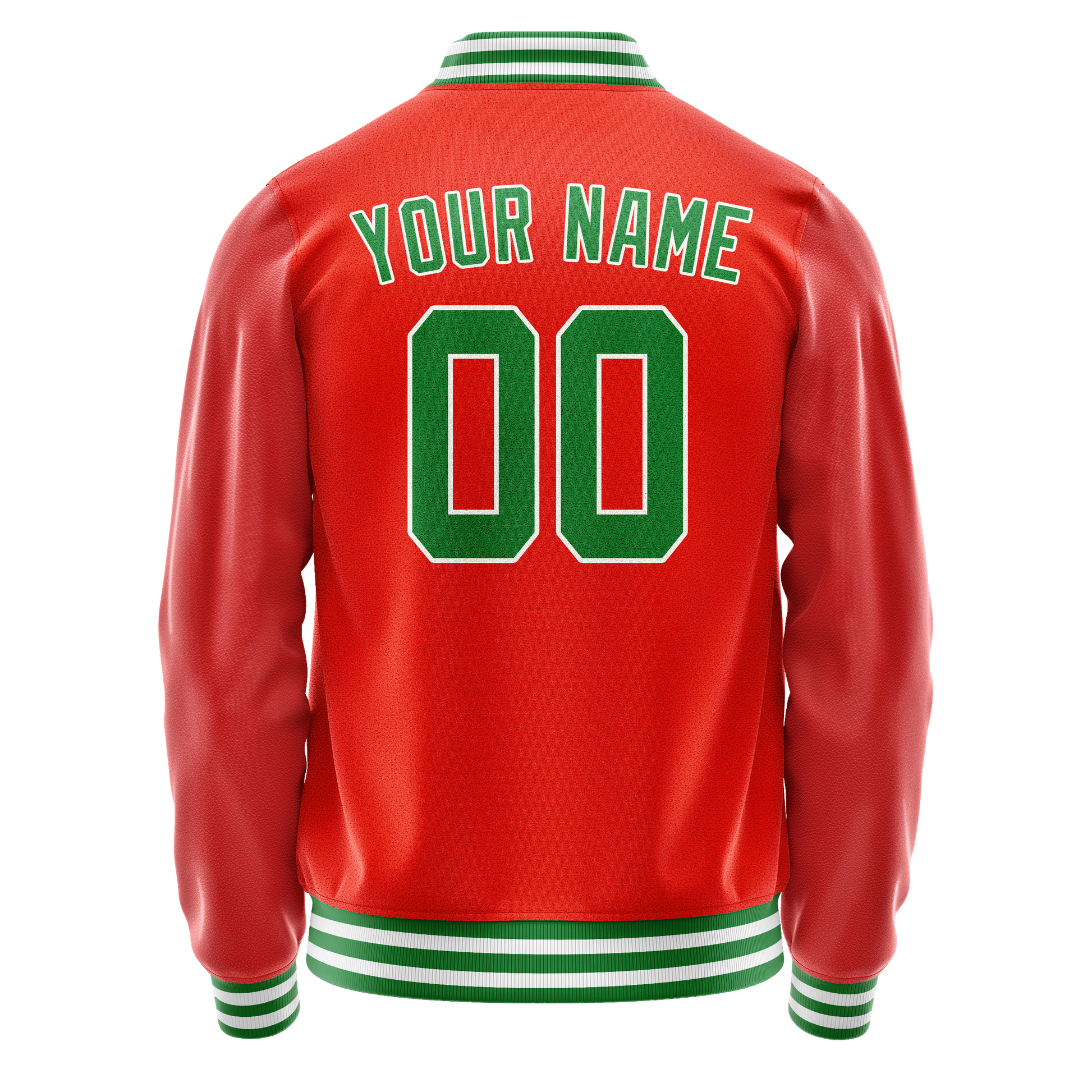 Custom Orange Teal Solid Color Varsity Letterman Jacket JA02240617XE341